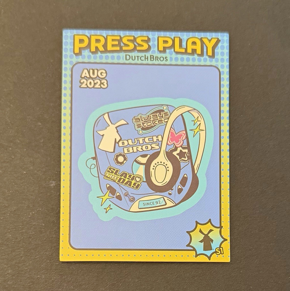 Dutch Bros Press Play AUG 2023 2023 Non-Sport Trading Card 1 Card