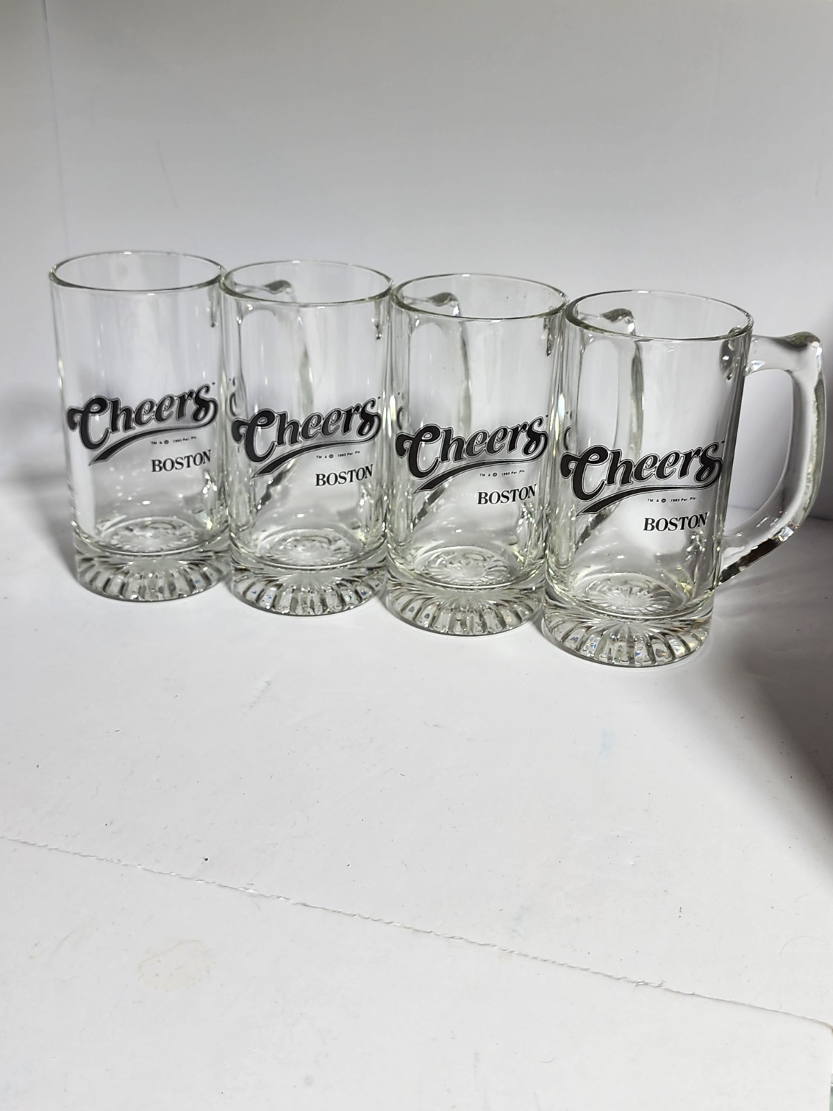 (set of 4) Vintage cheers boston Dimpled beer mugs “Cheers The Tv Series”