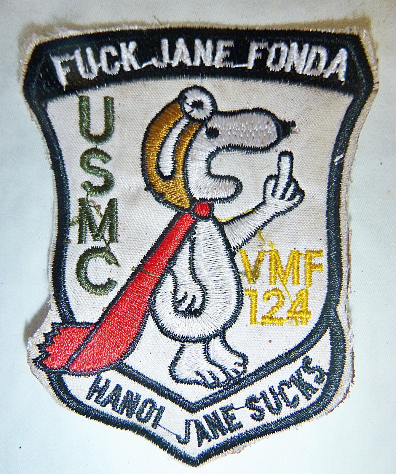 Fark You Jane Fonda - SNOOPY PATCH - Hanoi Jane Sucks - VMF 124 - Vietnam War