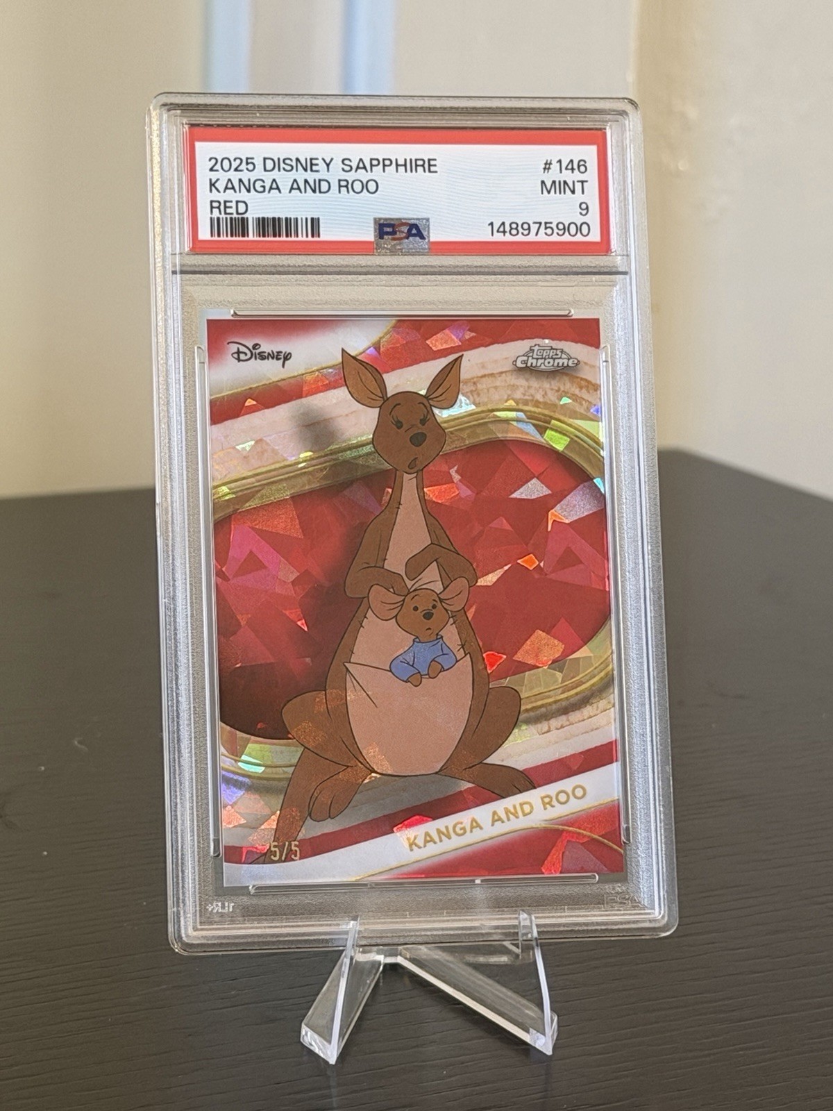 2025 Topps Chrome Disney Sapphire Kanga and Roo Red 5/5 PSA 9 Mint #146 Winnie