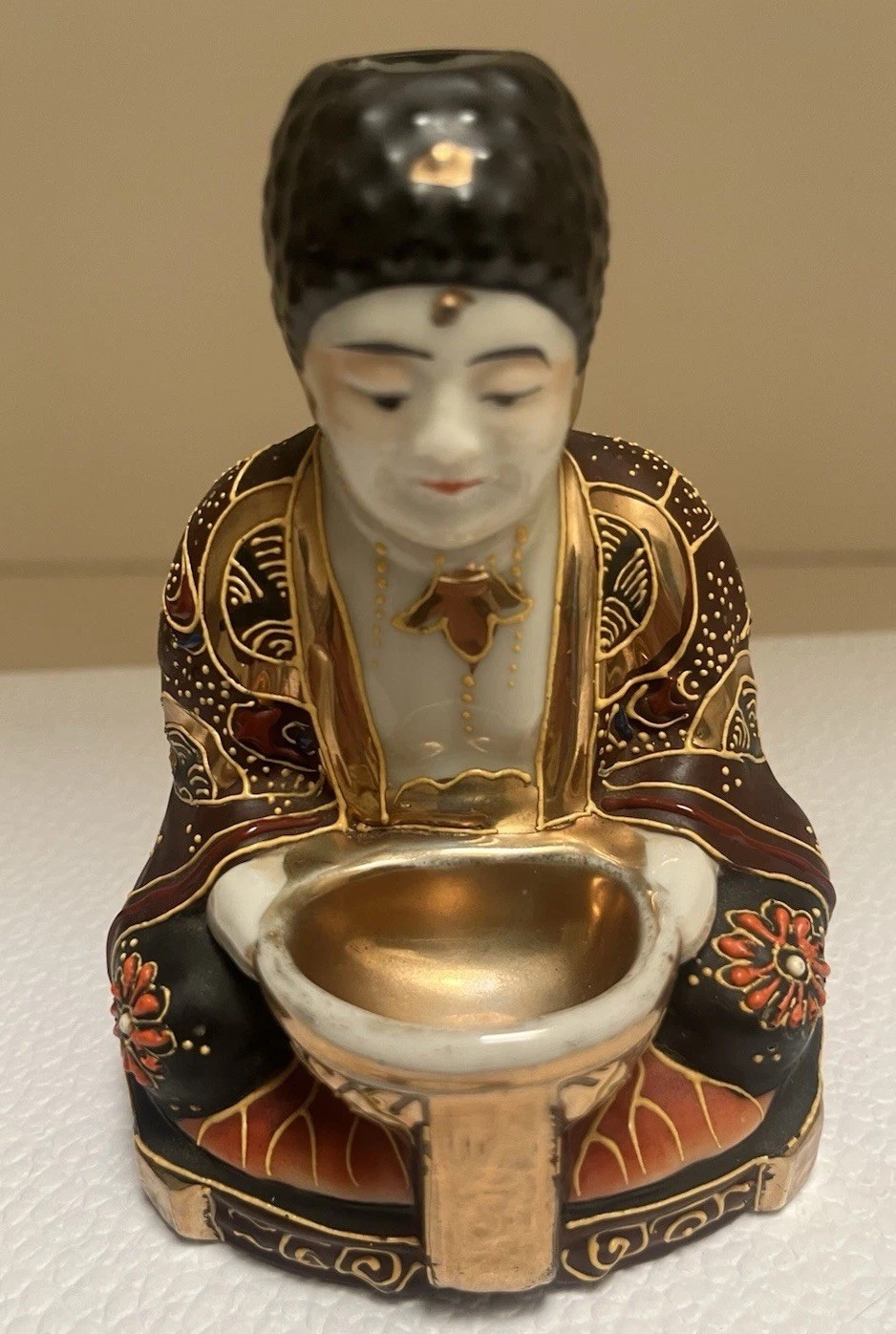 VINTAGE 1930’s MORIYAMA-Japanese Moriage Buddha Incense burned Porcelain