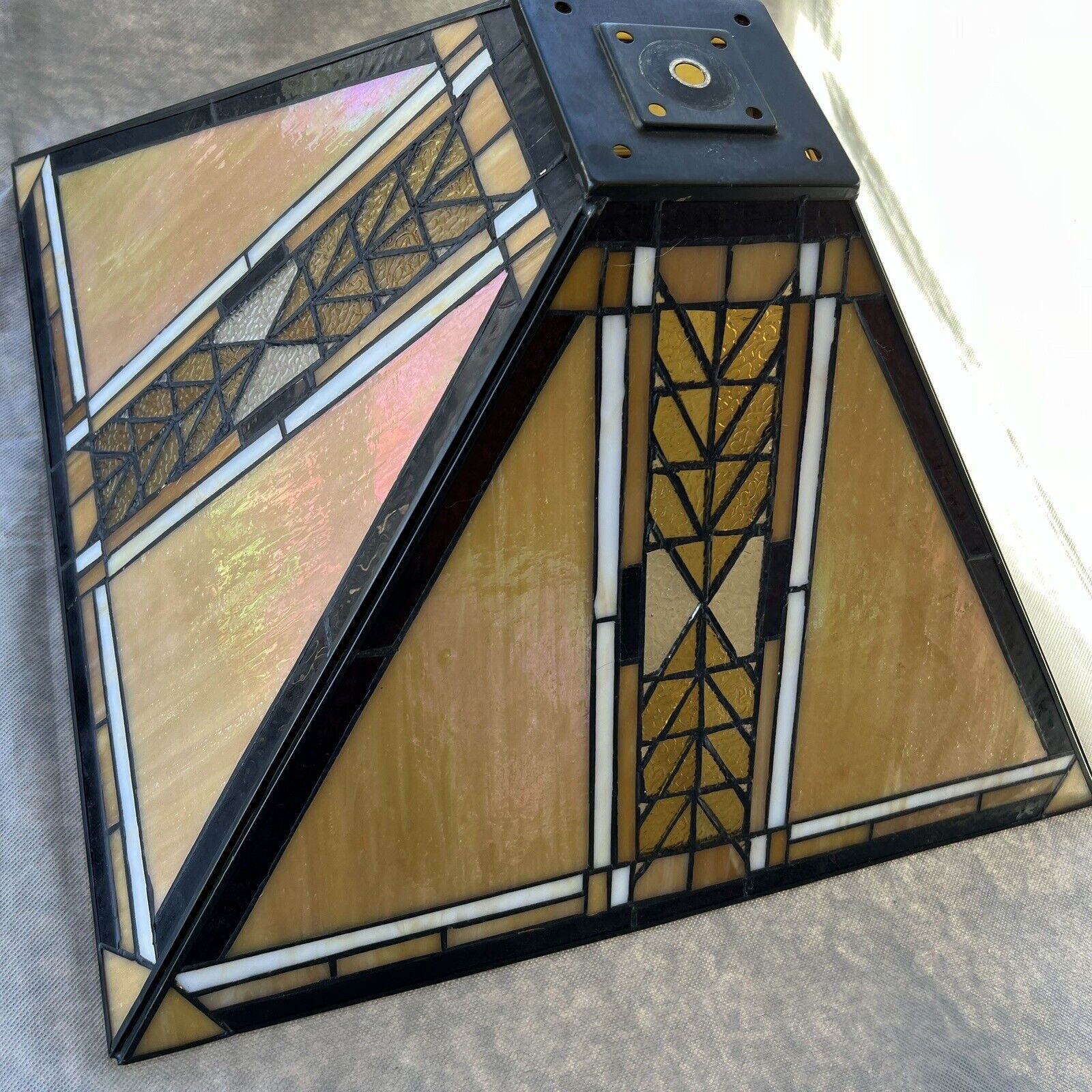 Tiffany Style Stained Glass Wheat Style Square Lamp Shade 17.75 X 17.75 #2
