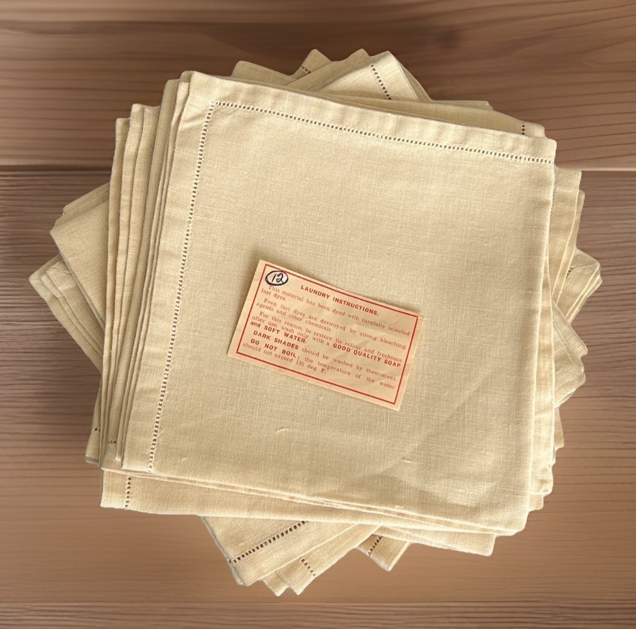 Marshall Fields Webb\'s Linens Vintage 12 Square Napkins Ireland Dark Cream 15\
