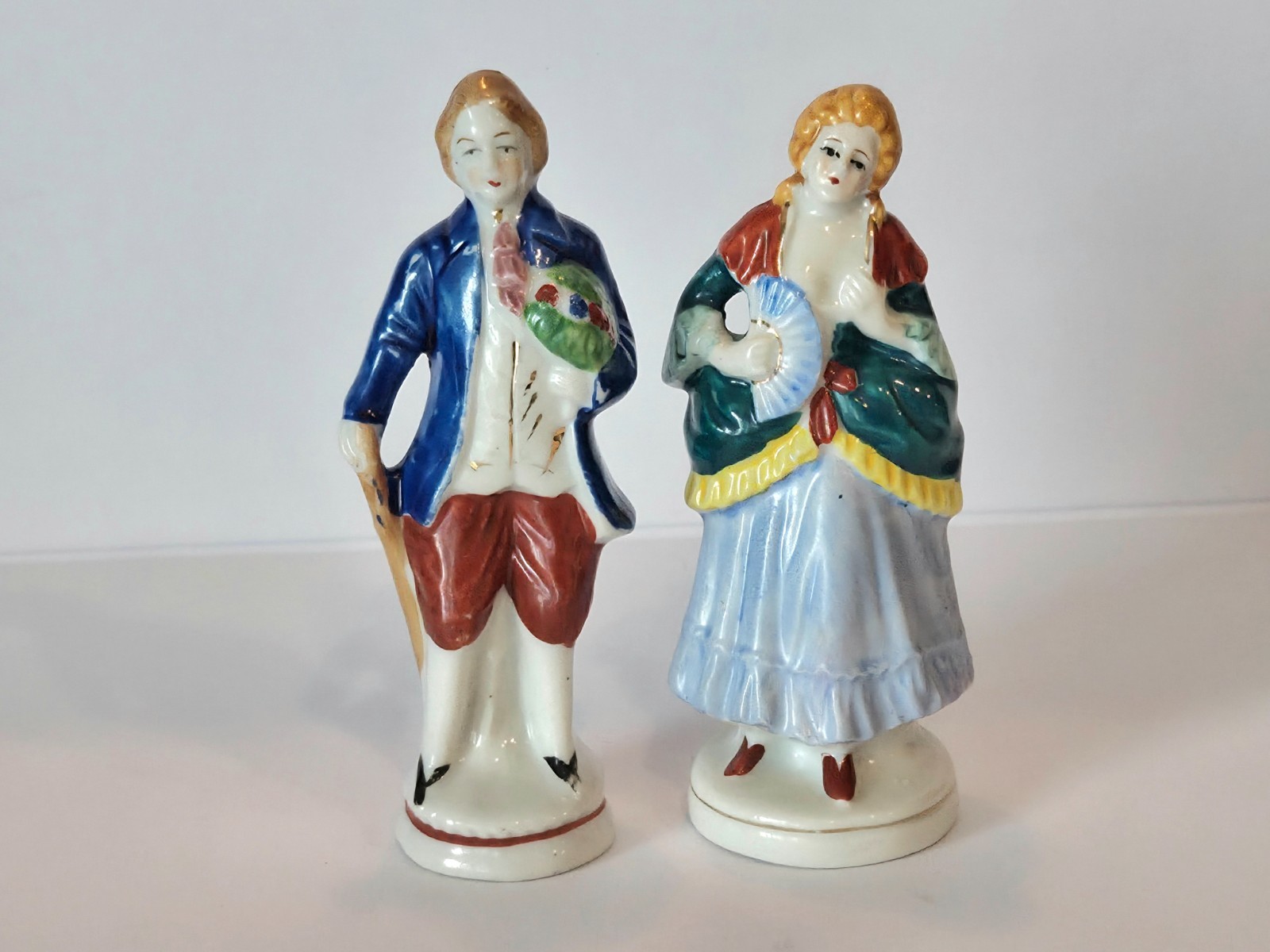 Vintage Occupied Japan Colonial Couple Figurines Hand Painted Porcelain Pair Vintage Occupied Japan Colonial Couple Figurines Hand Painted Porcelain Pair