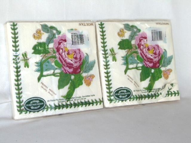 2 Lovely Botanic Garden, PORTMEIRION Unopened NAPKIN SETS, Shrubby PEONY