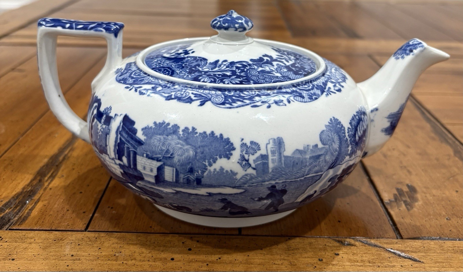 Vintage Spode Blue Italian Teapot England Round Copeland Spode