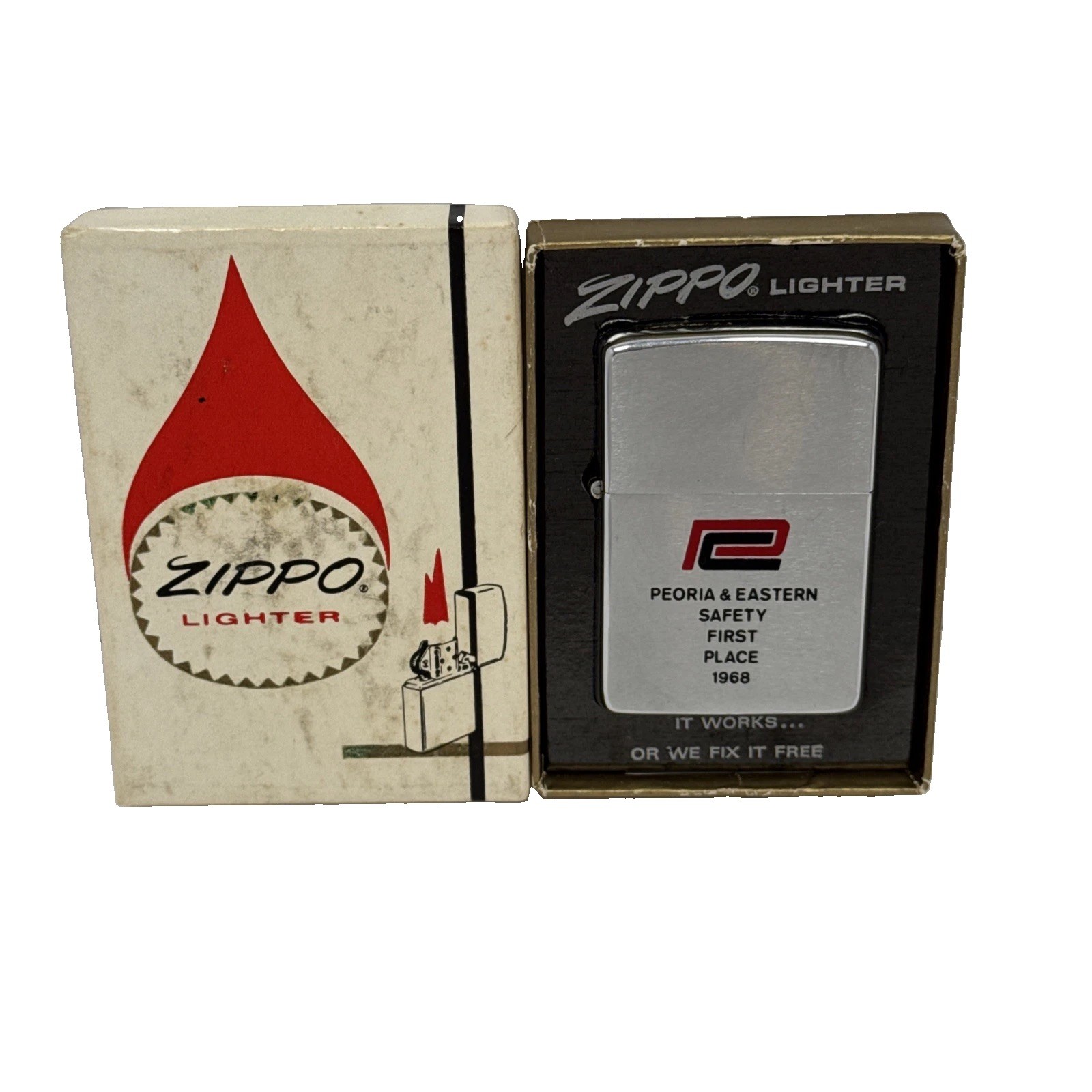 Vintage 1969 Zippo Lighter Peoria & Eastern Railroad Safety First Place VG Vintage 1969 Zippo Lighter Peoria & Eastern Railroad Safety First Place VG