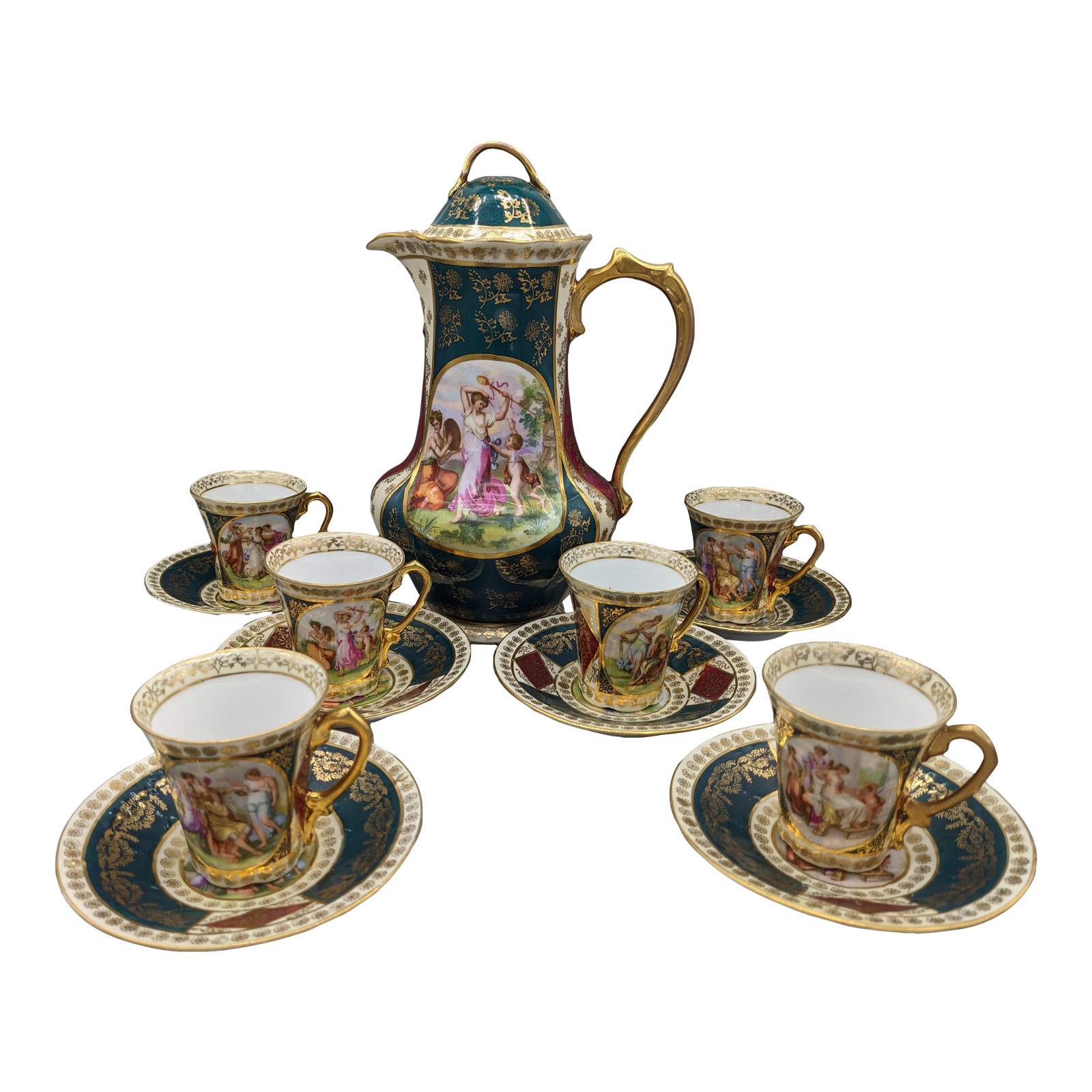 Antique Austria Royal Vienna Neoclassical 14pc Tea Set Beehive Mark Kaufmann Antique Austria Royal Vienna Neoclassical 14pc Tea Set Beehive Mark Kaufmann