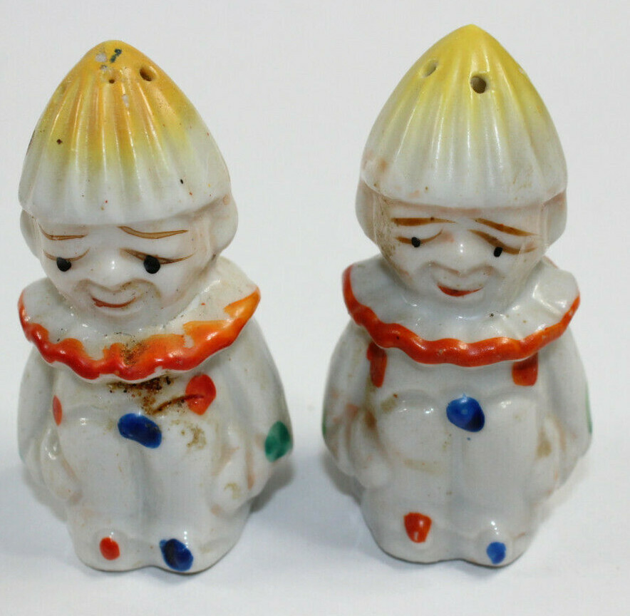 Vintage Clown Salt Pepper Shakers Japan 2.5 Vintage Clown Salt Pepper Shakers Japan 2.5