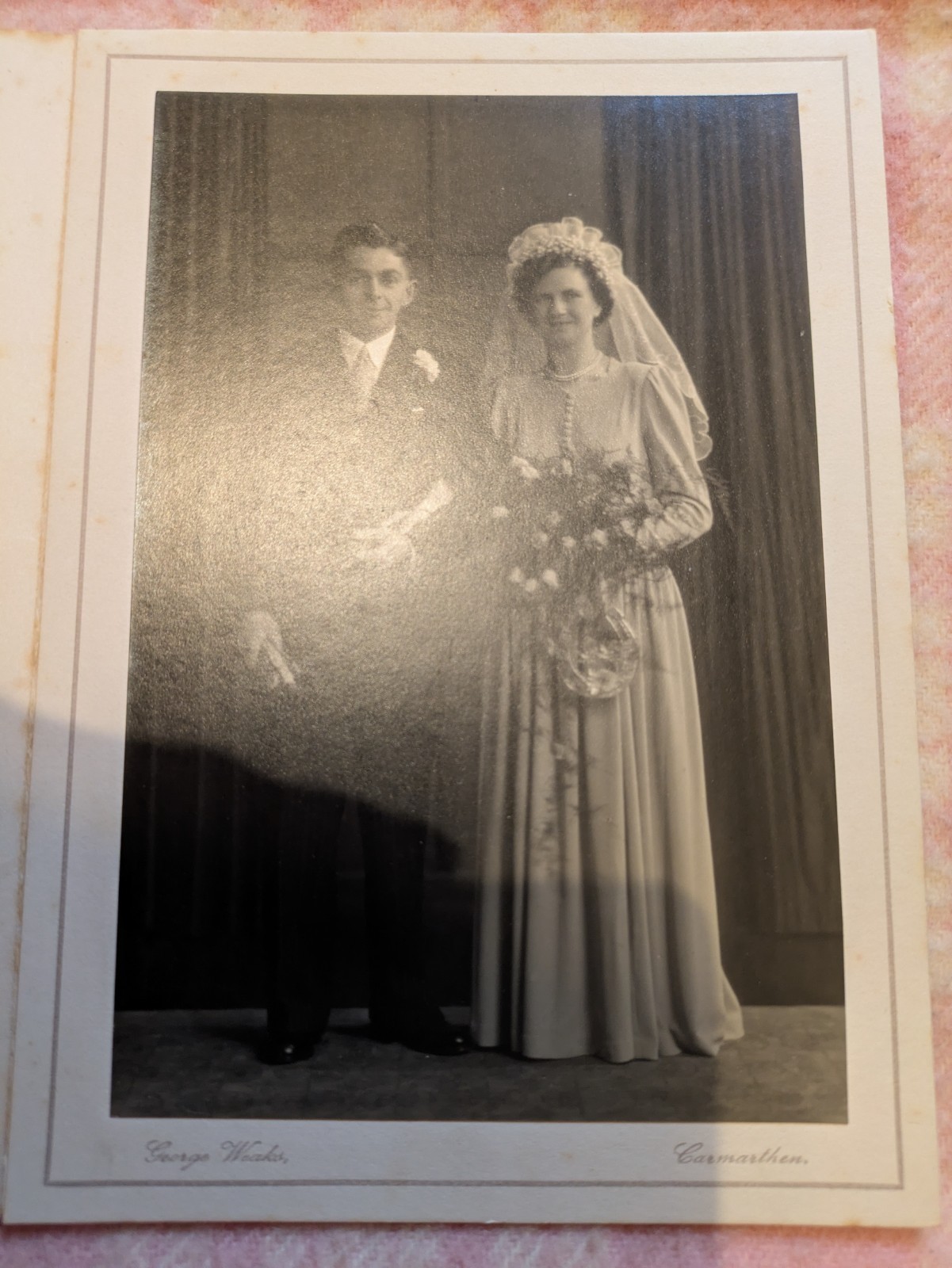 VTG Wedding Photo Bride Groom Dress Veil Flower George Weaks Carmarthen Wales