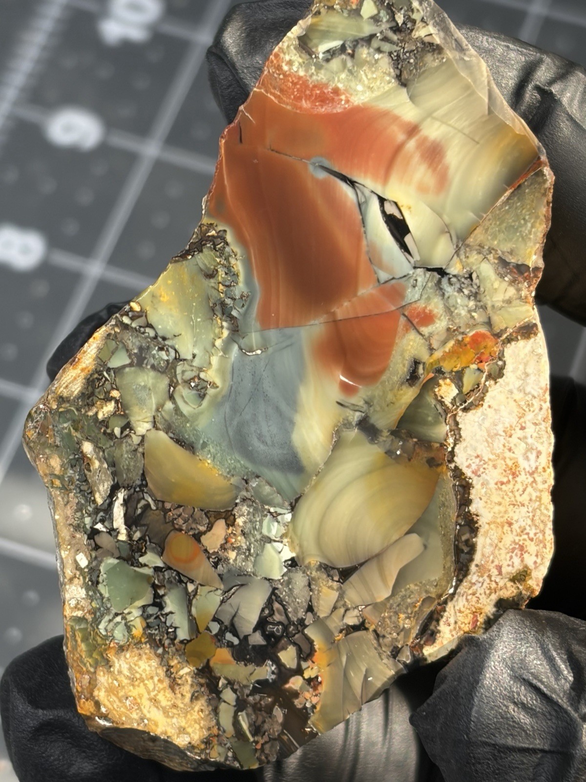 Rare Colorful Whiskey Creek Jasper Face Polished Brecciated