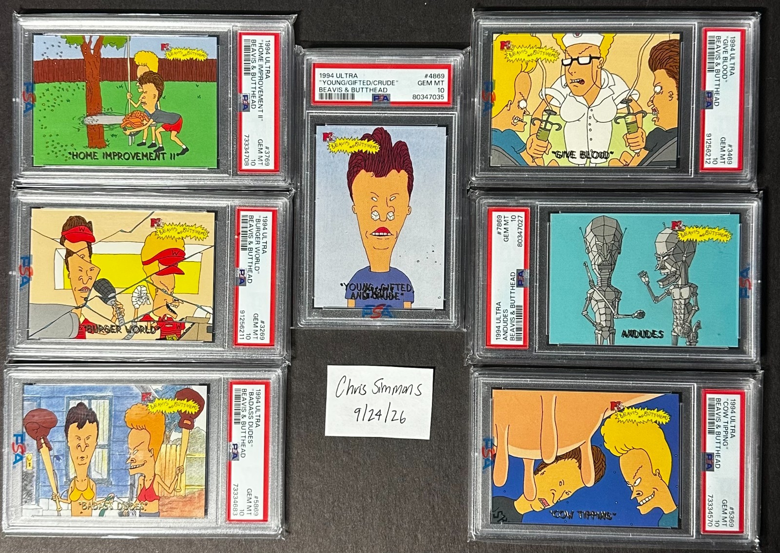 1994 Ultra Beavis & Butthead (PSA 10) 7 Card Lot - All Low Pop 🔥