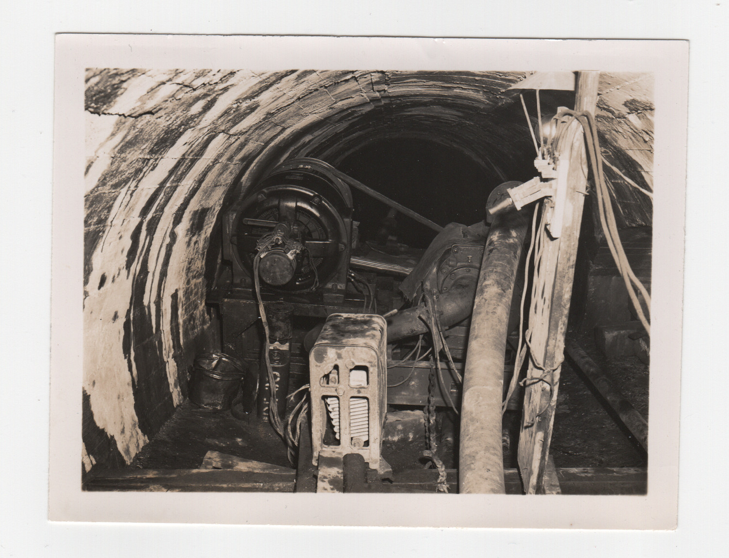 Vtg 1940s 50s Photo Underground Mine Tunnel Pump Machinery Industrial Equipment