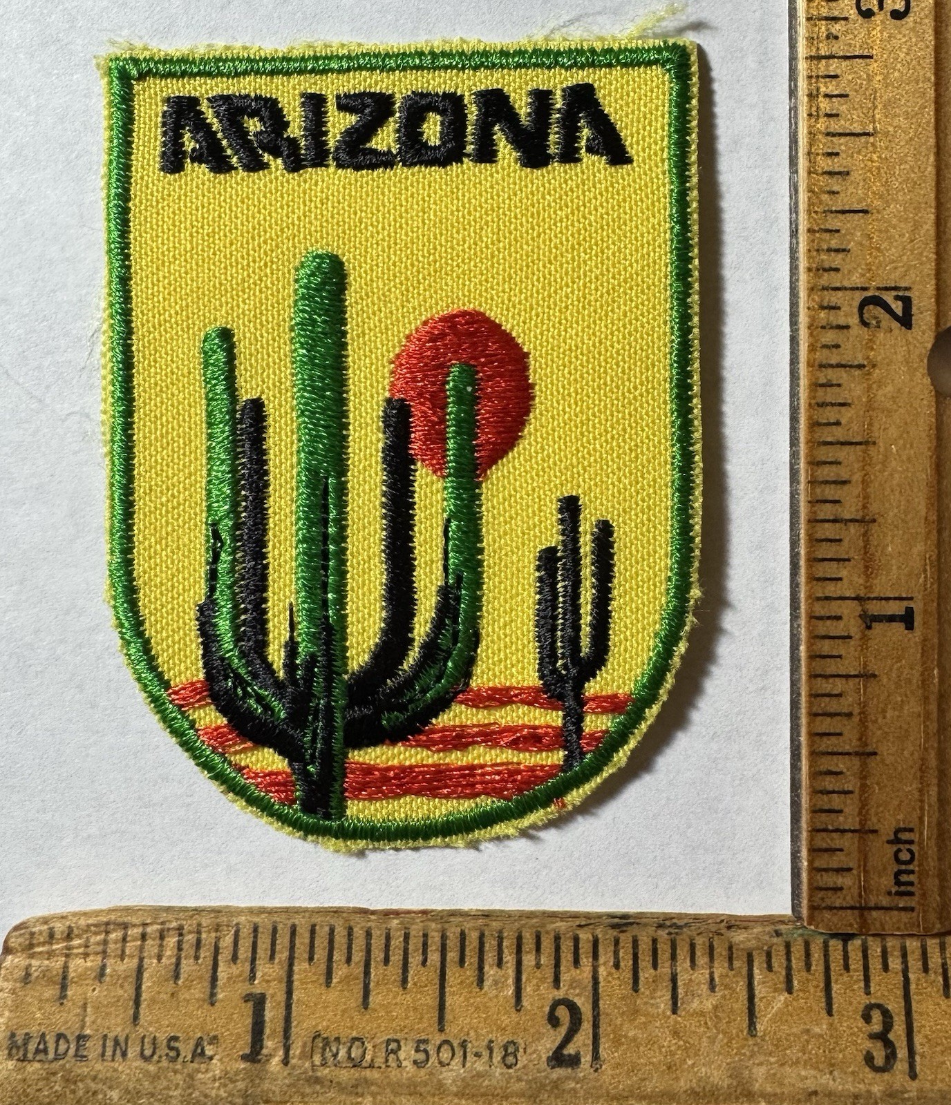 Vintage Arizona Saguaro Cactus Desert Iron On Patch Voyager Travel Souvenir