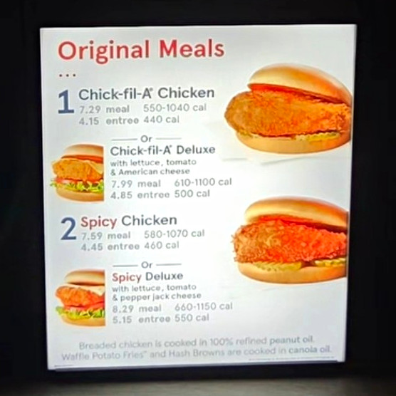 Authentic Chick-Fil-A Lightbox Menu Sign Working LED Restaurant Display 20x24