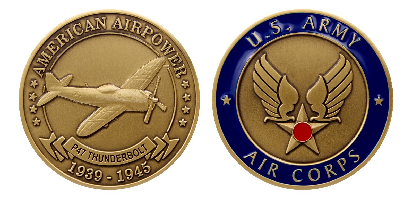 Republic Aviation P-47 Thunderbolt Challenge Coin, WWII Aviation 1 1/2