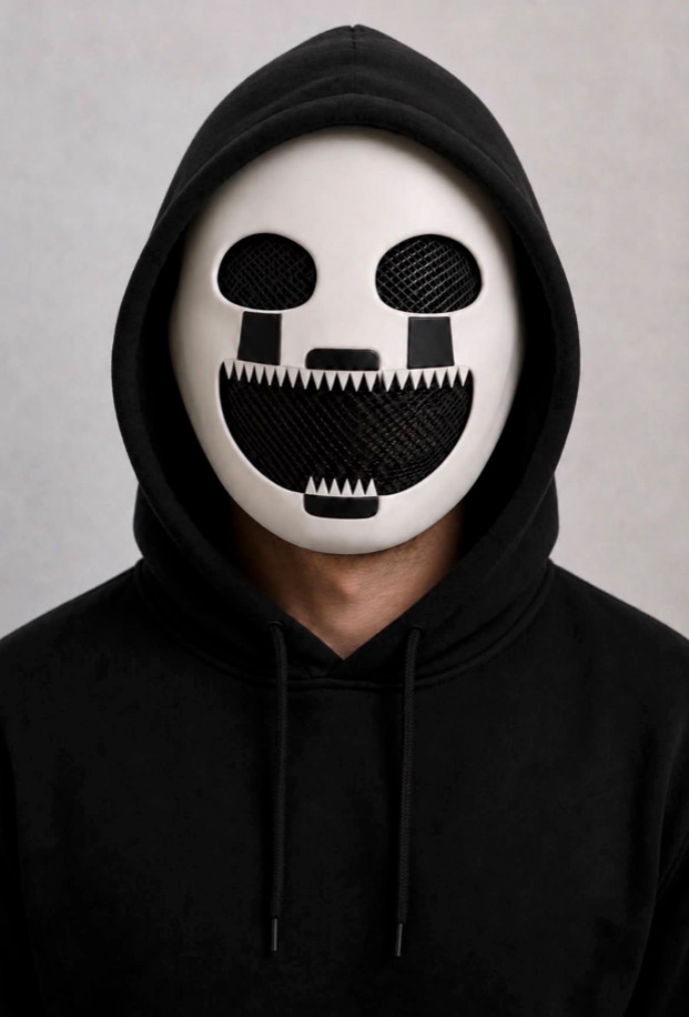 Premium Wearable Marionette / Puppet Mask Black/white