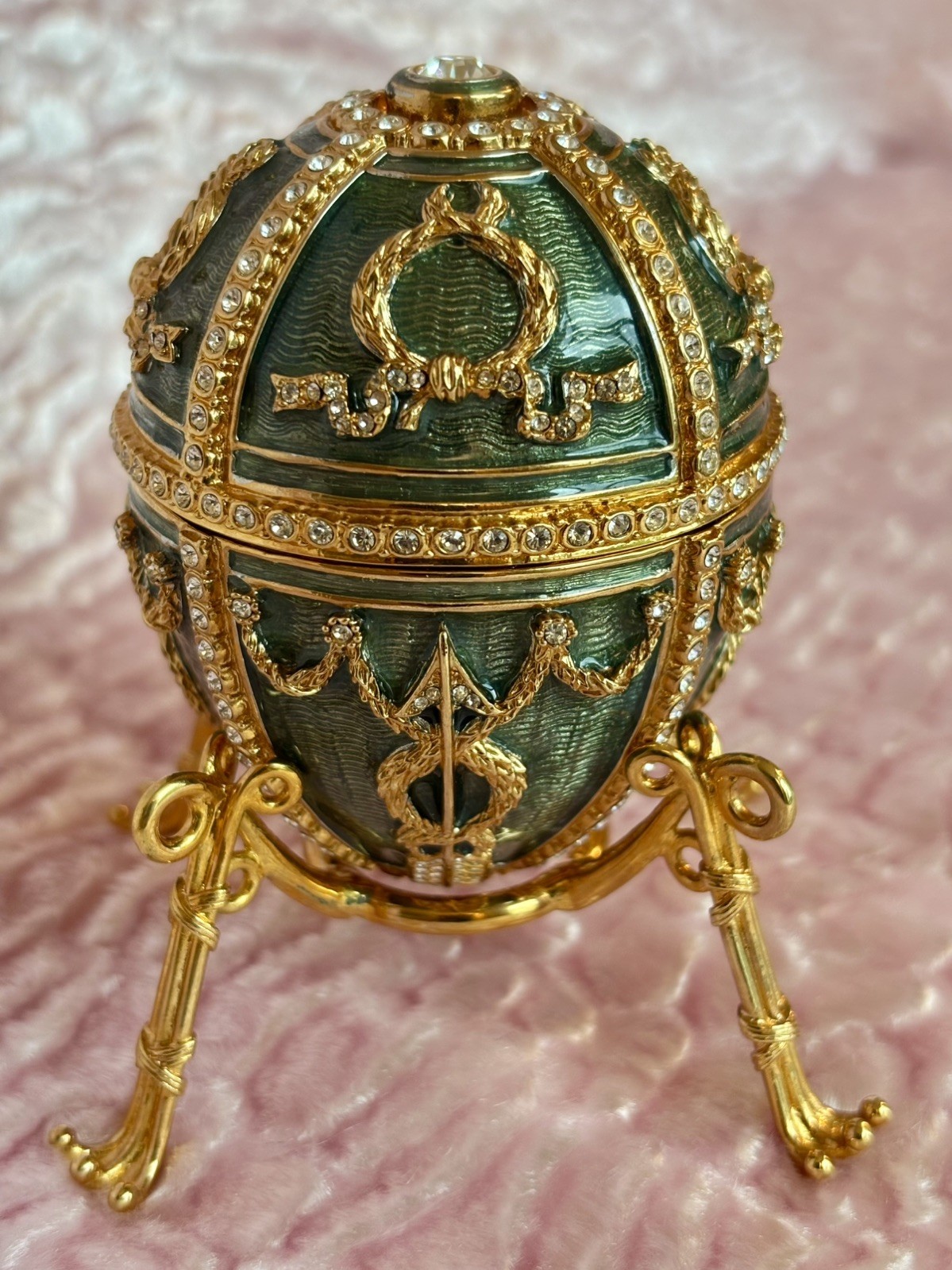 Faberge Imperial Rosebud Egg Green with Original Box and COA
