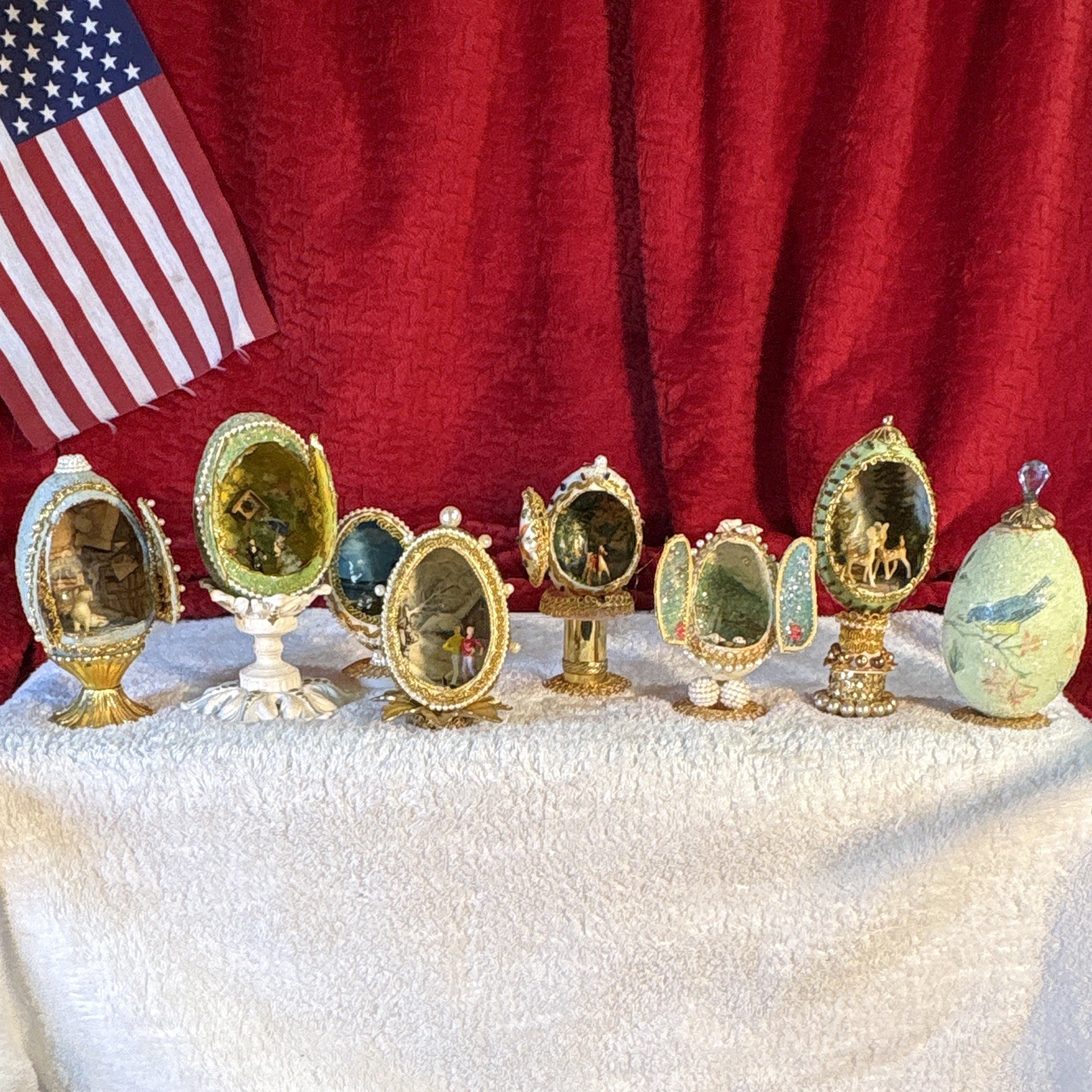 Diorama Egg Decoration Collection Of 8 Very Delicate Collection Rare Vintage