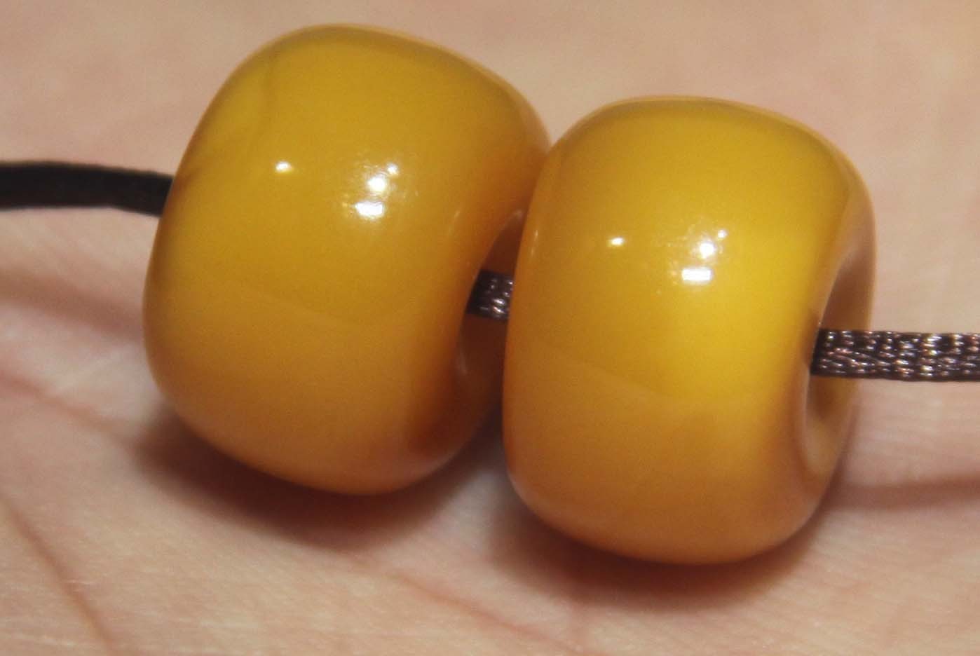 Wonderful Real Pair Tibet Old Buddhist Amber Prayer Beads Mala Jewelry Amulet