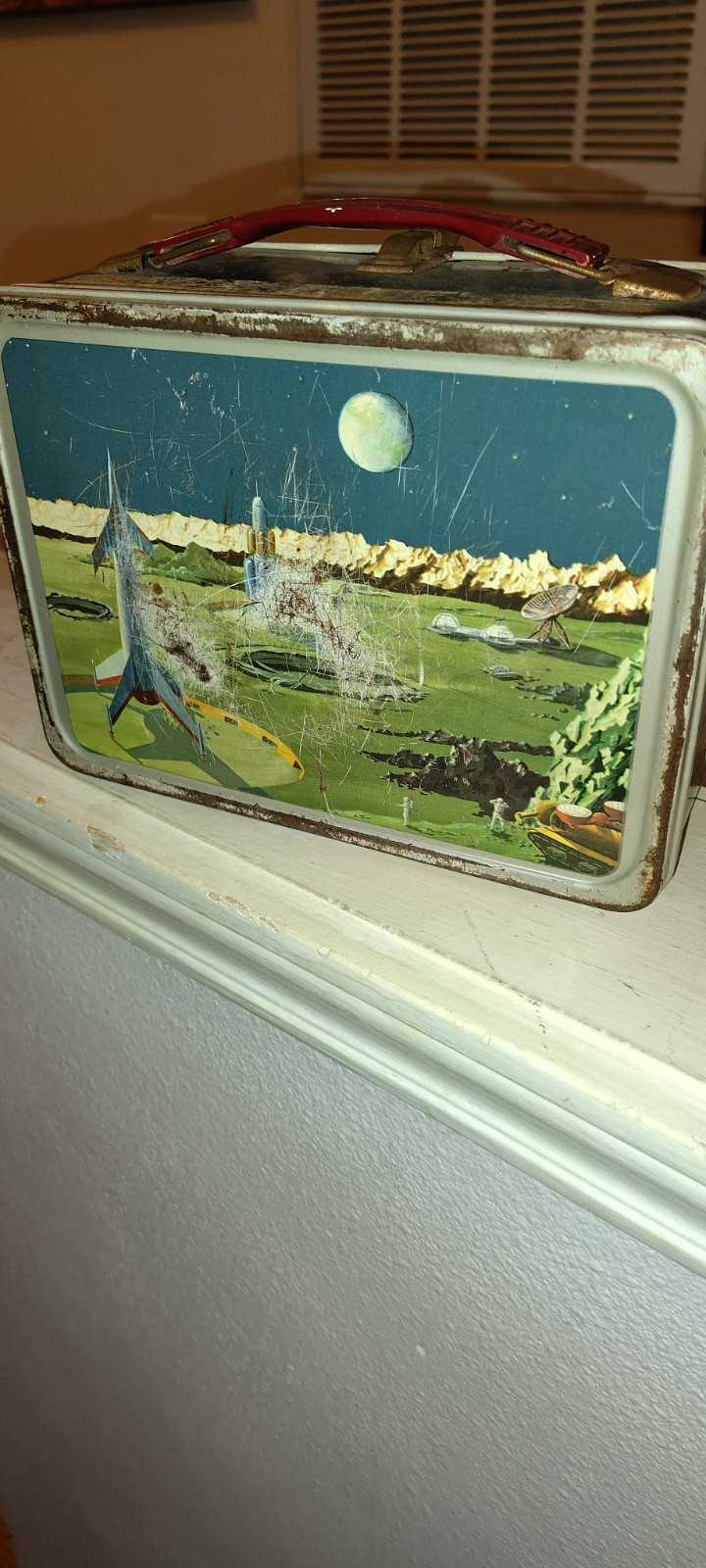 Vintage Tin space Rocket Lunch Box 