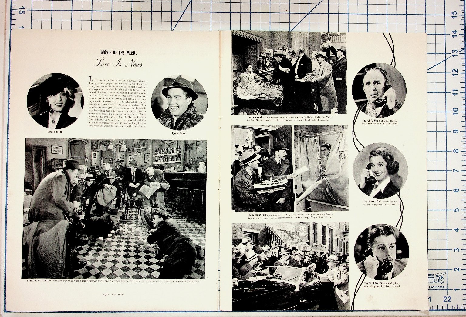 1937 Tyrone Power Love Is News Movie Magazine Spread Vintage Hollywood Ephemera 1937 Tyrone Power Love Is News Movie Magazine Spread Vintage Hollywood Ephemera