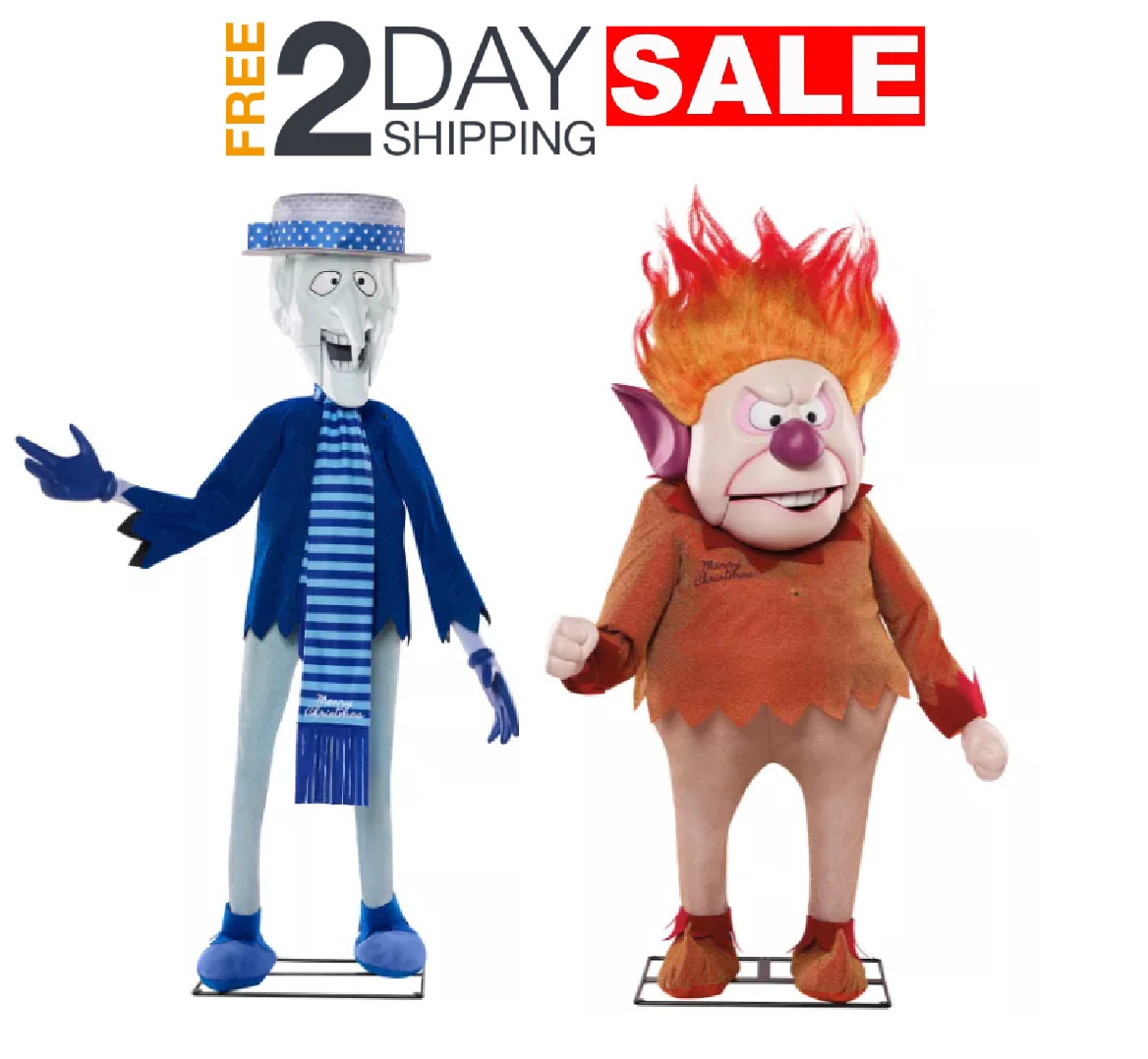 4.8FT ANIMATED HEAT MISER 6FT SNOW MISER CHRISTMAS PROP A YEAR WITHOUT SANTA CLA