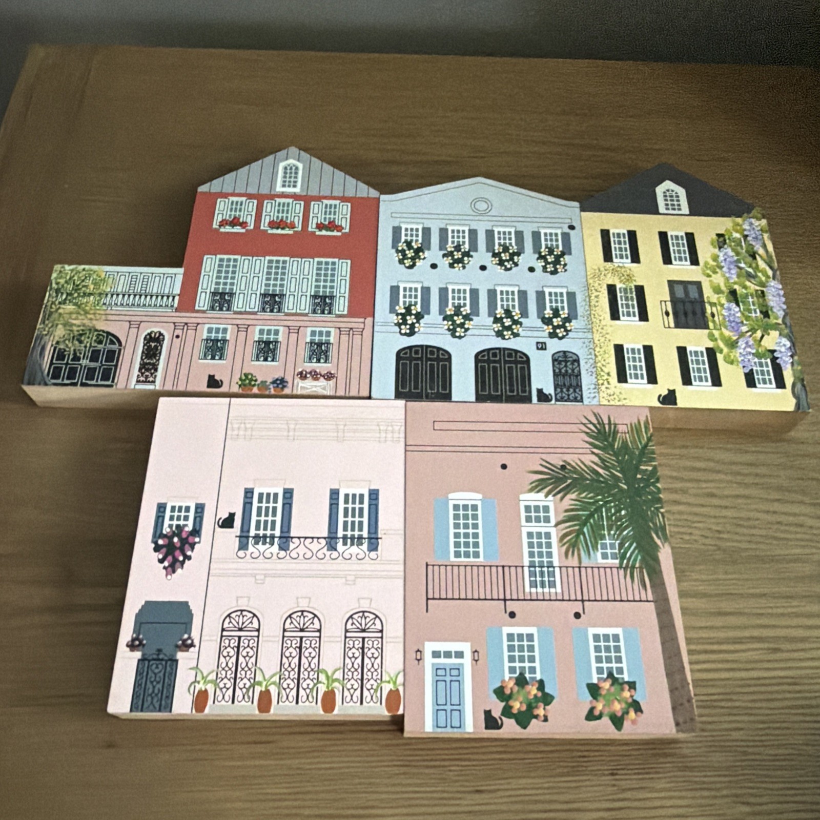 Cat's Meow Village custom design RAINBOW ROW SET OF 5 CHARLESTON, SC  1994/1995