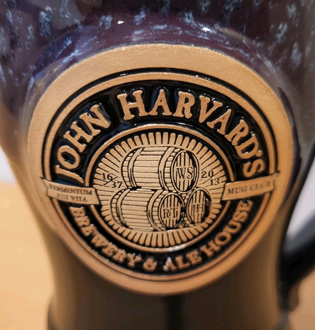 JOHN HARVARD\'S Brewery & Ale House LARGE CERAMIC STEIN Mug Club GREYFOX JOHN HARVARD\'S Brewery & Ale House LARGE CERAMIC STEIN Mug Club GREYFOX