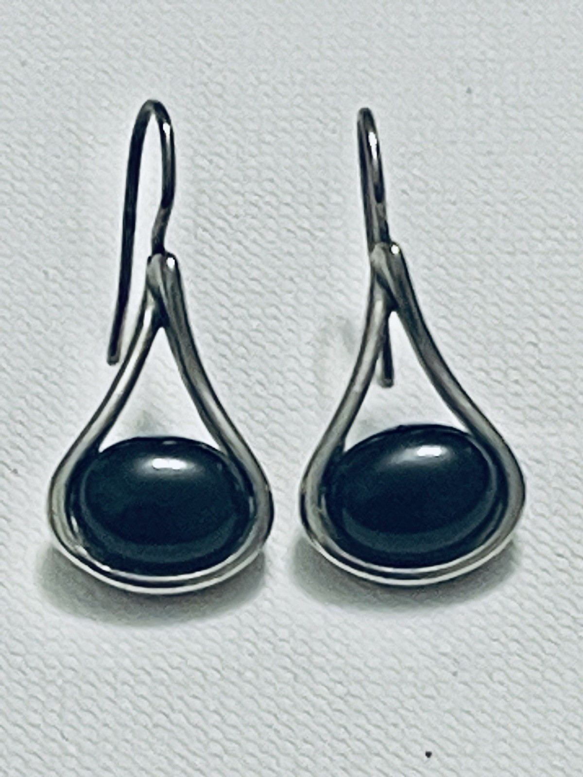 VTG Southwest Sterling Silver Onyx Dangle Earrings 