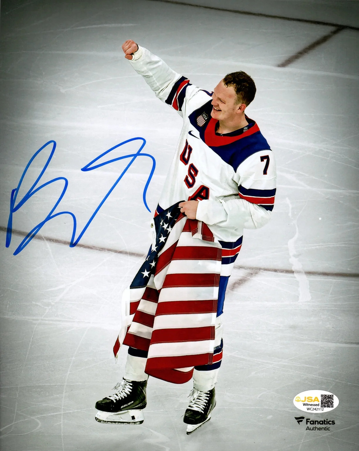 Brady Tkachuk Autographed Team USA Hockey 2026 Olympics 8x10 Photo - JSA Brady Tkachuk Autographed Team USA Hockey 2026 Olympics 8x10 Photo - JSA