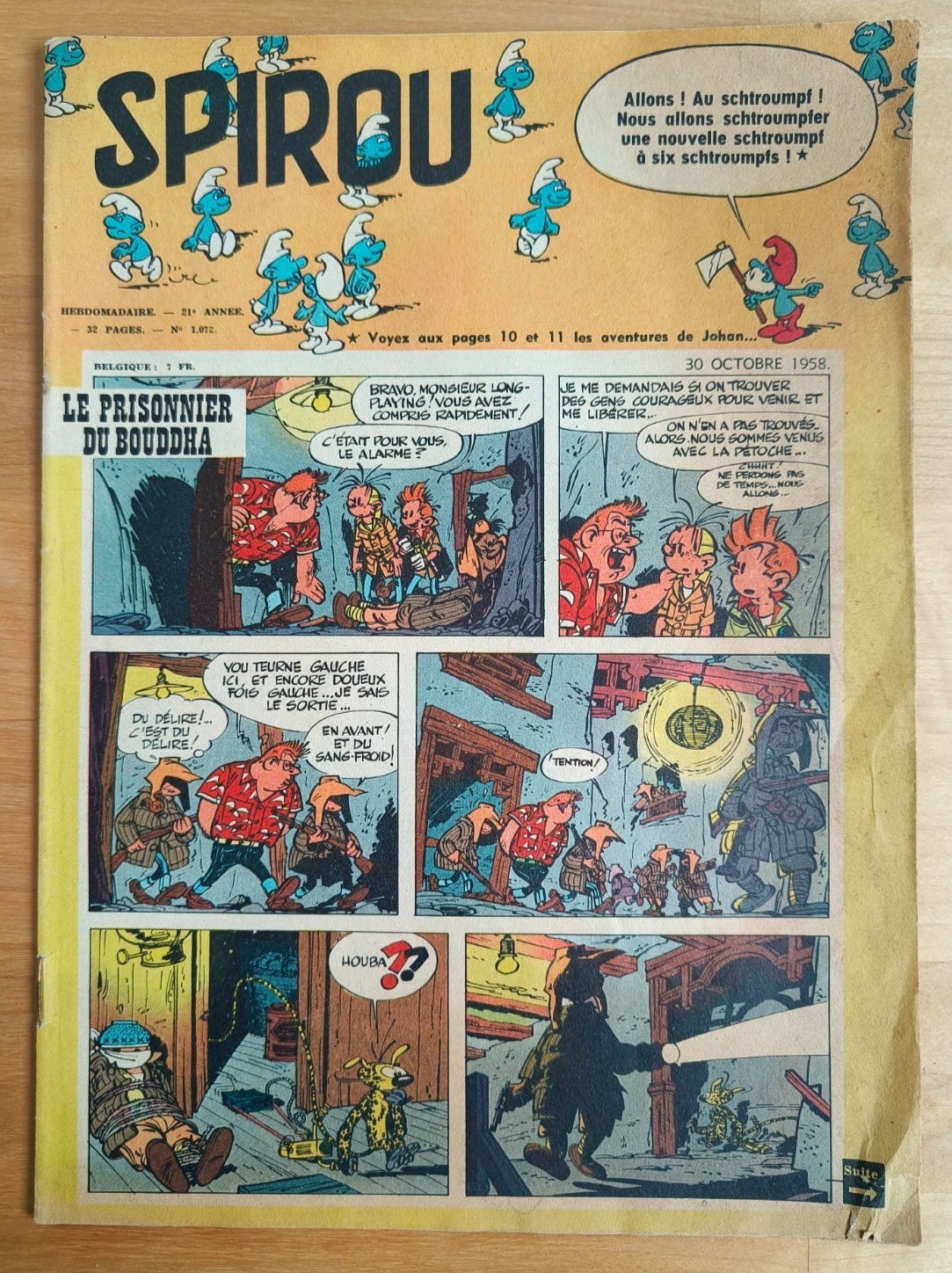 SPIROU #1072 - 1958 RARE French 1st COVER App THE SMURFS