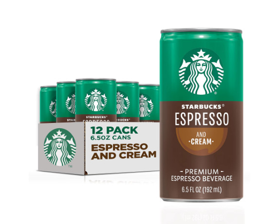 Starbucks Espresso Coffee with Cream 6.5oz Pack of 12 Ready to Drink 140 Cal