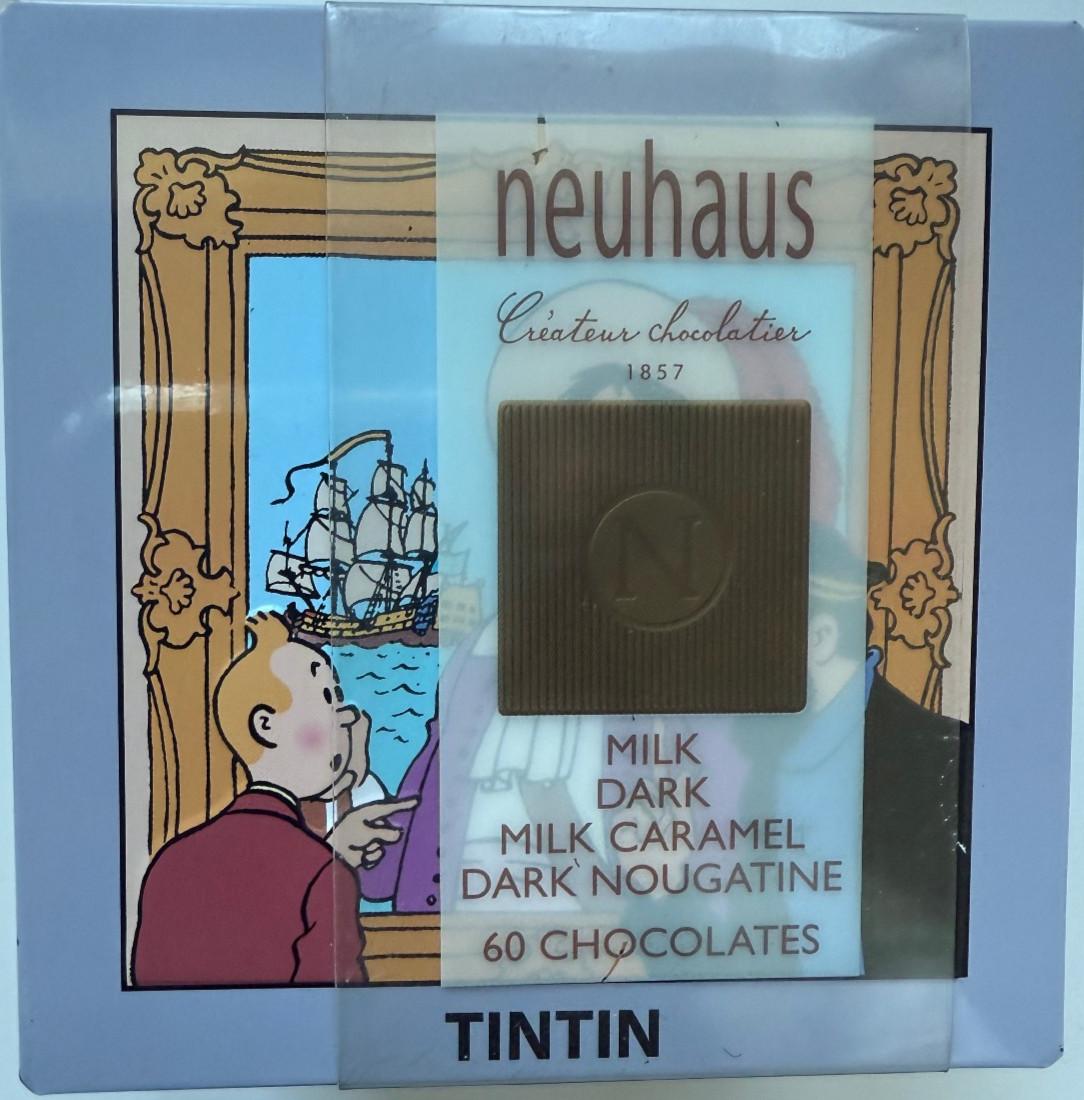 Tintin Hergé Neuhaus Fancy Chocolates in painted tin box RARE Tintin Hergé Neuhaus Fancy Chocolates in painted tin box RARE