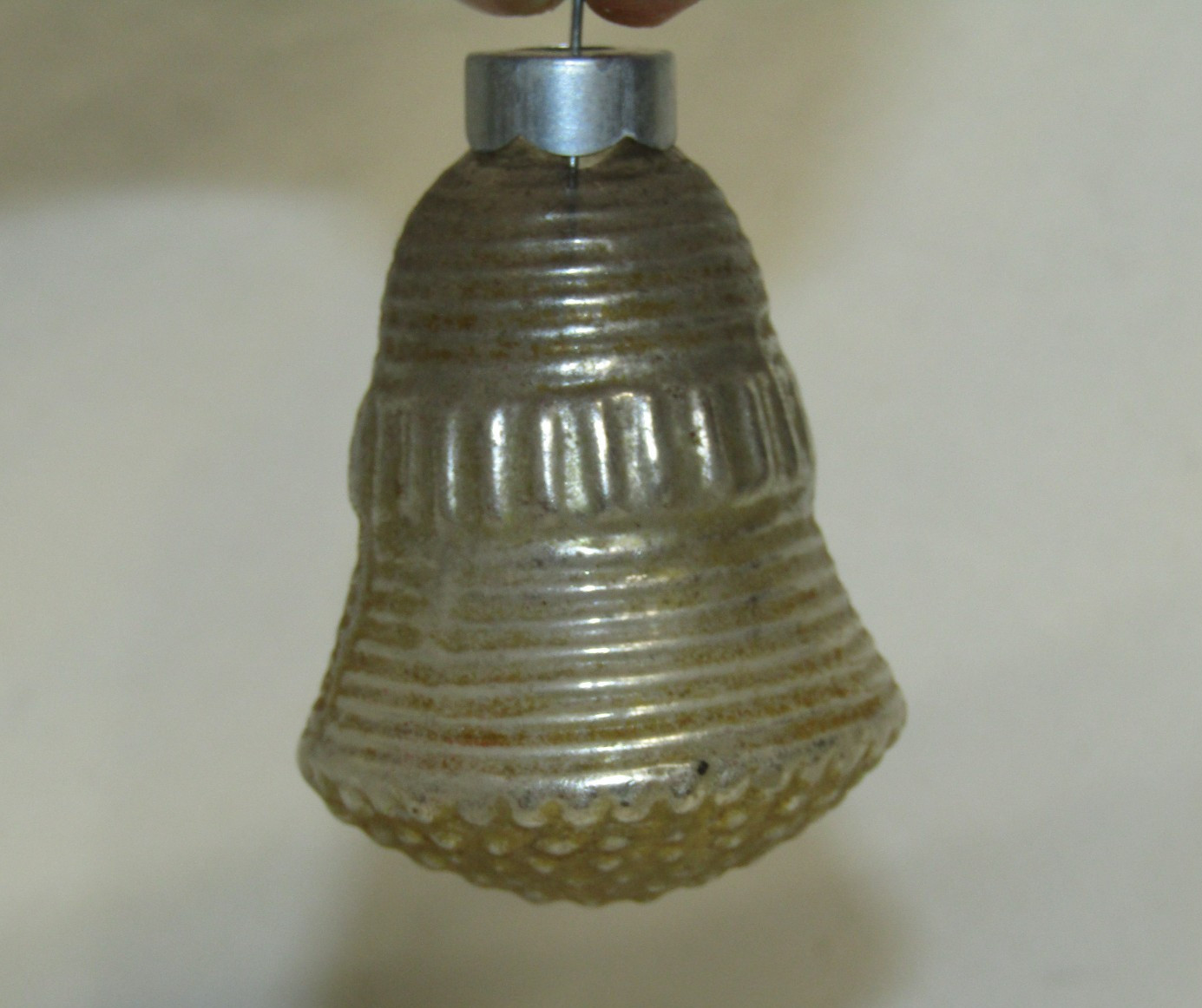 USA Antique Gold Glass Bumpy Bell Vintage Christmas Ornament 1950's