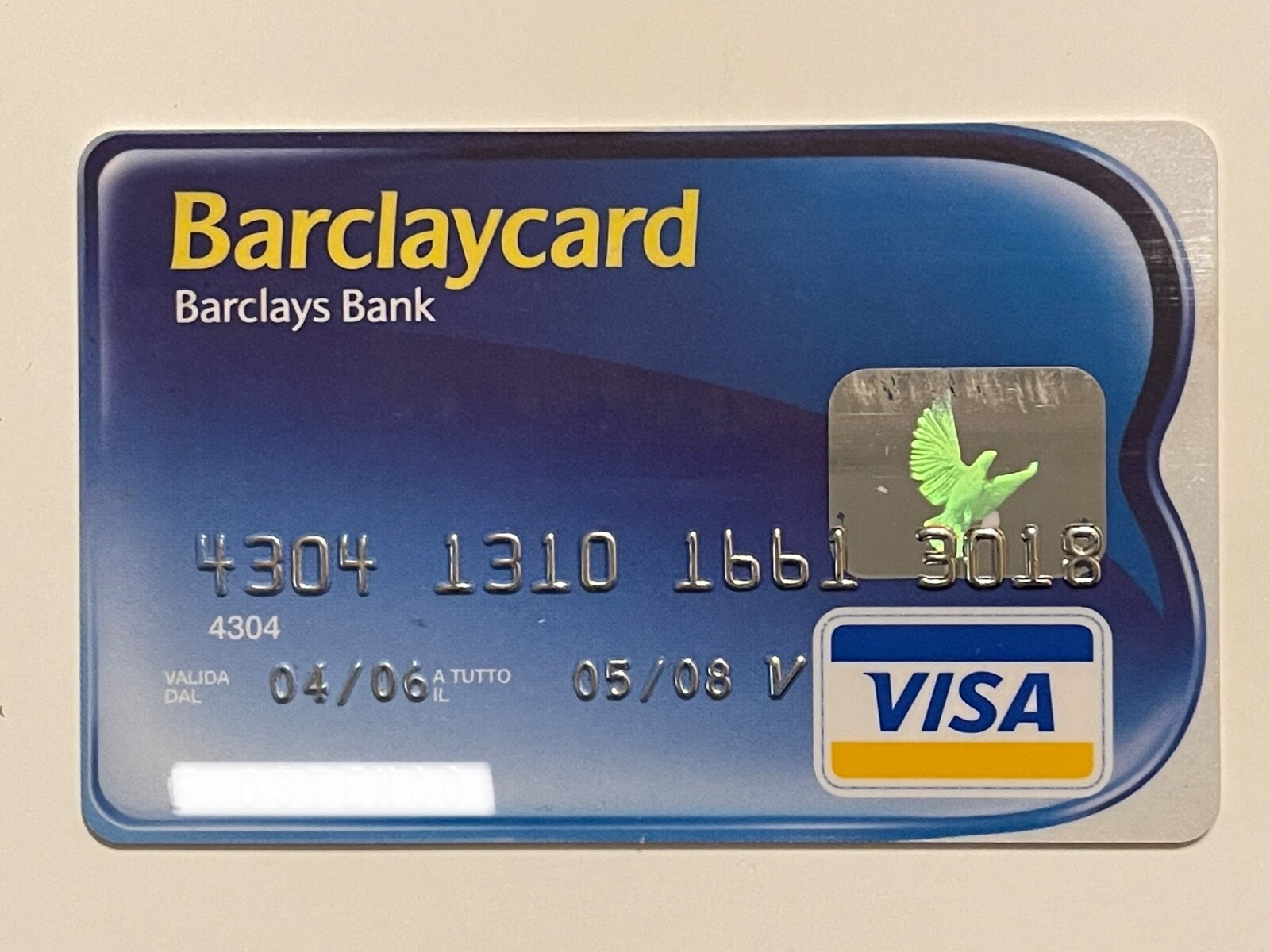 BARCLAYCARD Visa Credit Card Expired in 2008 Italy