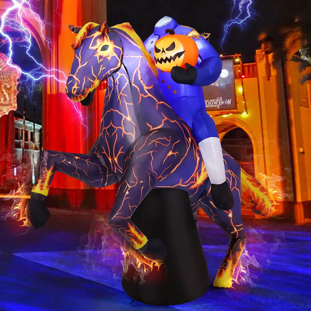 COMIN 69468 6FT Long Headless Horseman Halloween Inflatable Yard Decor LED COMIN 69468 6FT Long Headless Horseman Halloween Inflatable Yard Decor LED