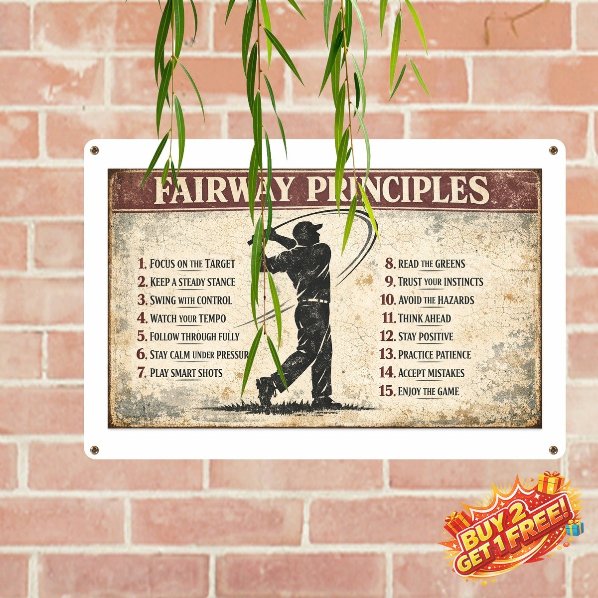 Golf Life Lessons Funny 8x12 Golf Wall Art Tin Metal Sign Decor