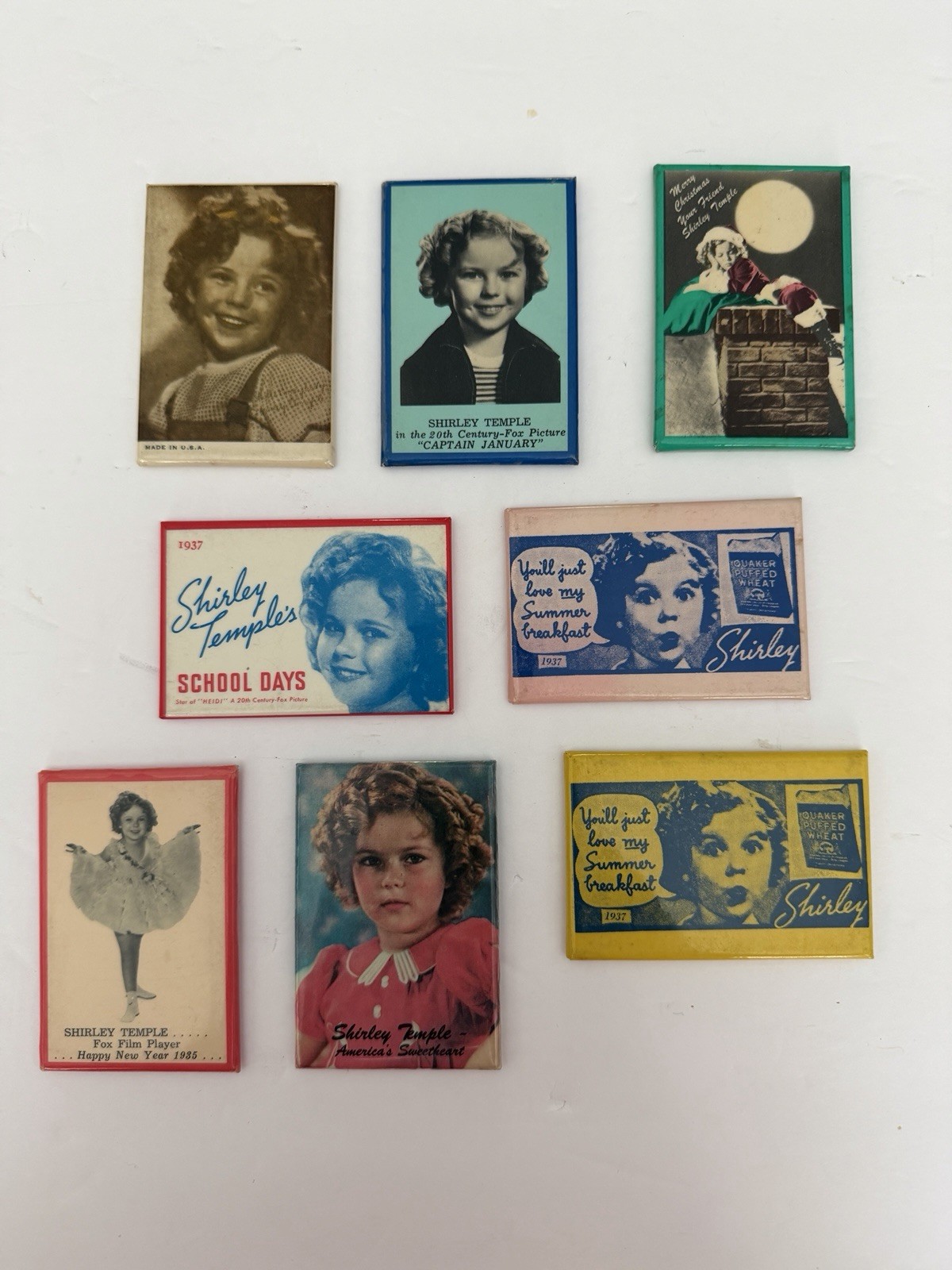 Vintage Shirley Temple Pocket Mirror Lot of 8 1930s Fox Film Quaker Puffed