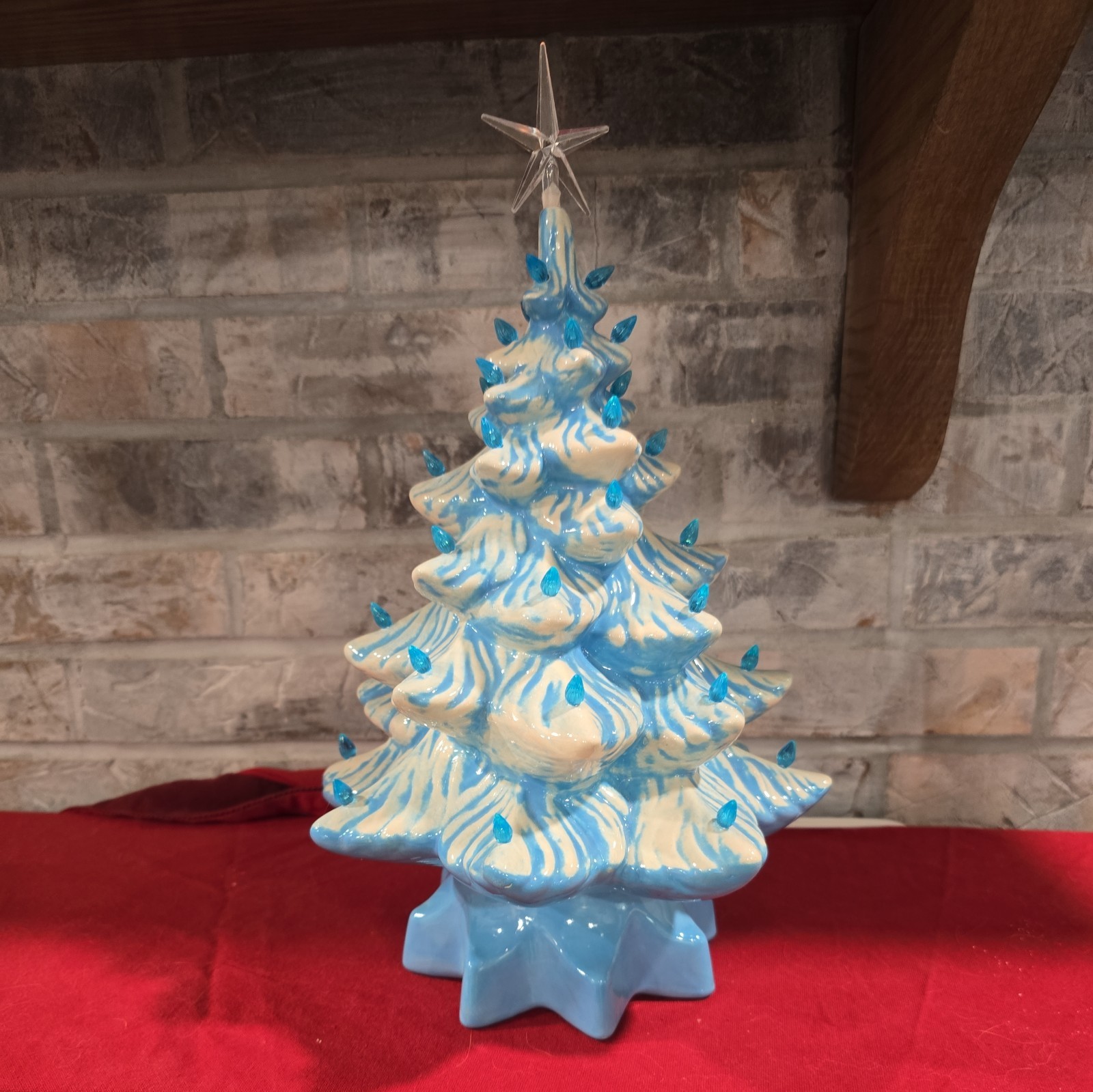 Vintage Ceramic Blue Silent Night Tree , 13\