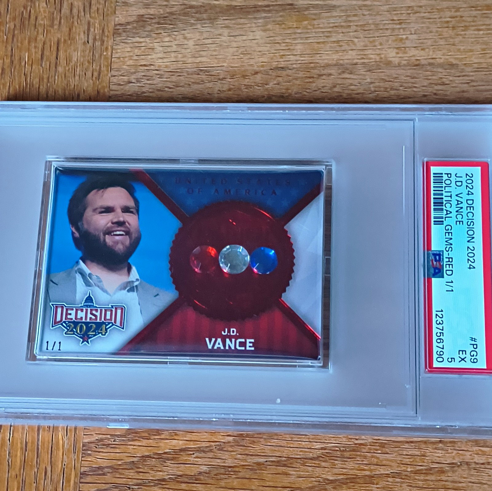 Decision 2024 J.D. Vance Political Gems Red 1/1 PSA 5 Insert Non-Sport #PG9