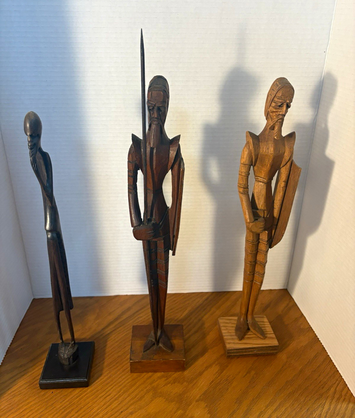 Hand Carved African Wooden Figures/ Don Quixotes Lot of 3 Wooden & restored .