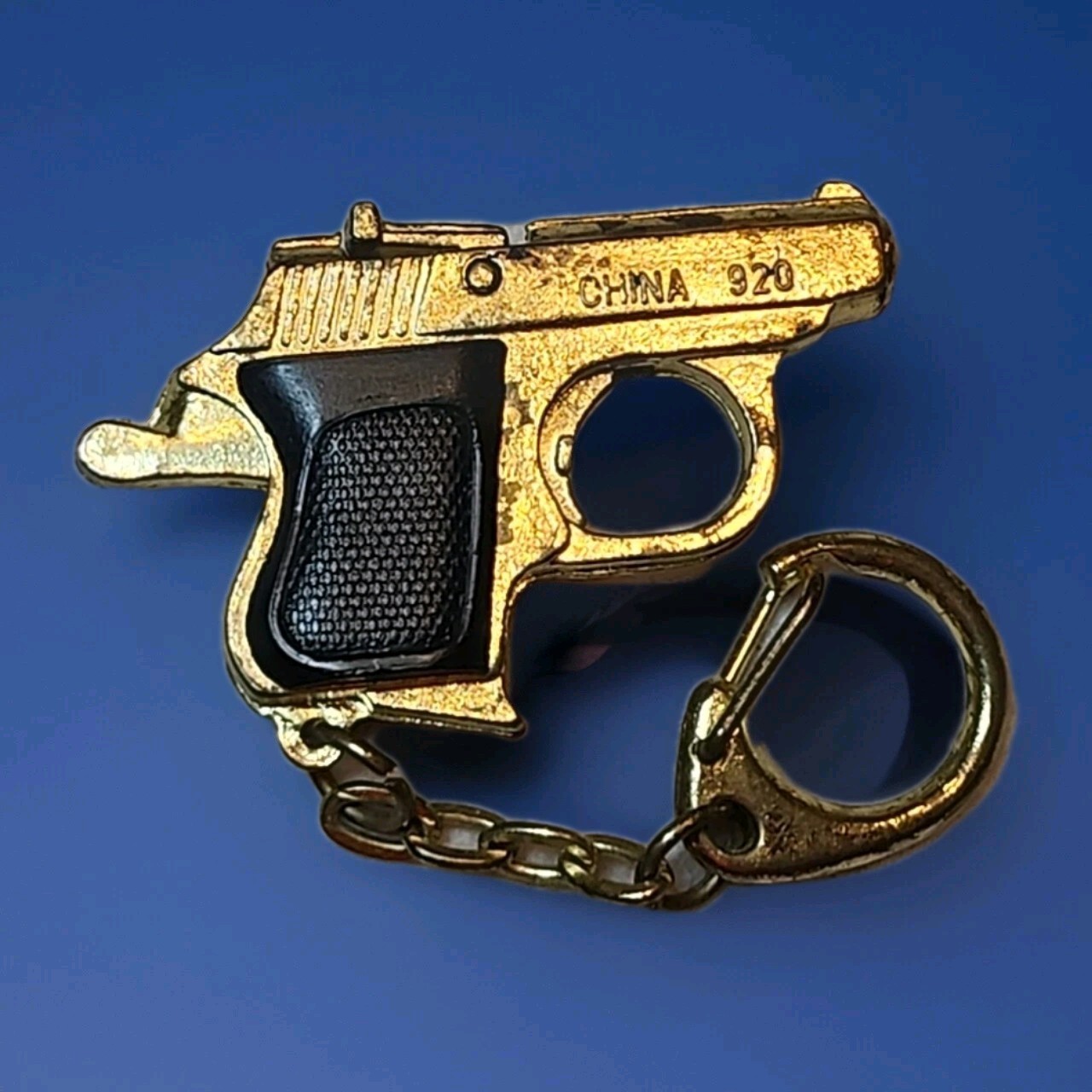 Vintage Walther 920 Working Mini Cap Gun Keychain Die Cast Gold & Black