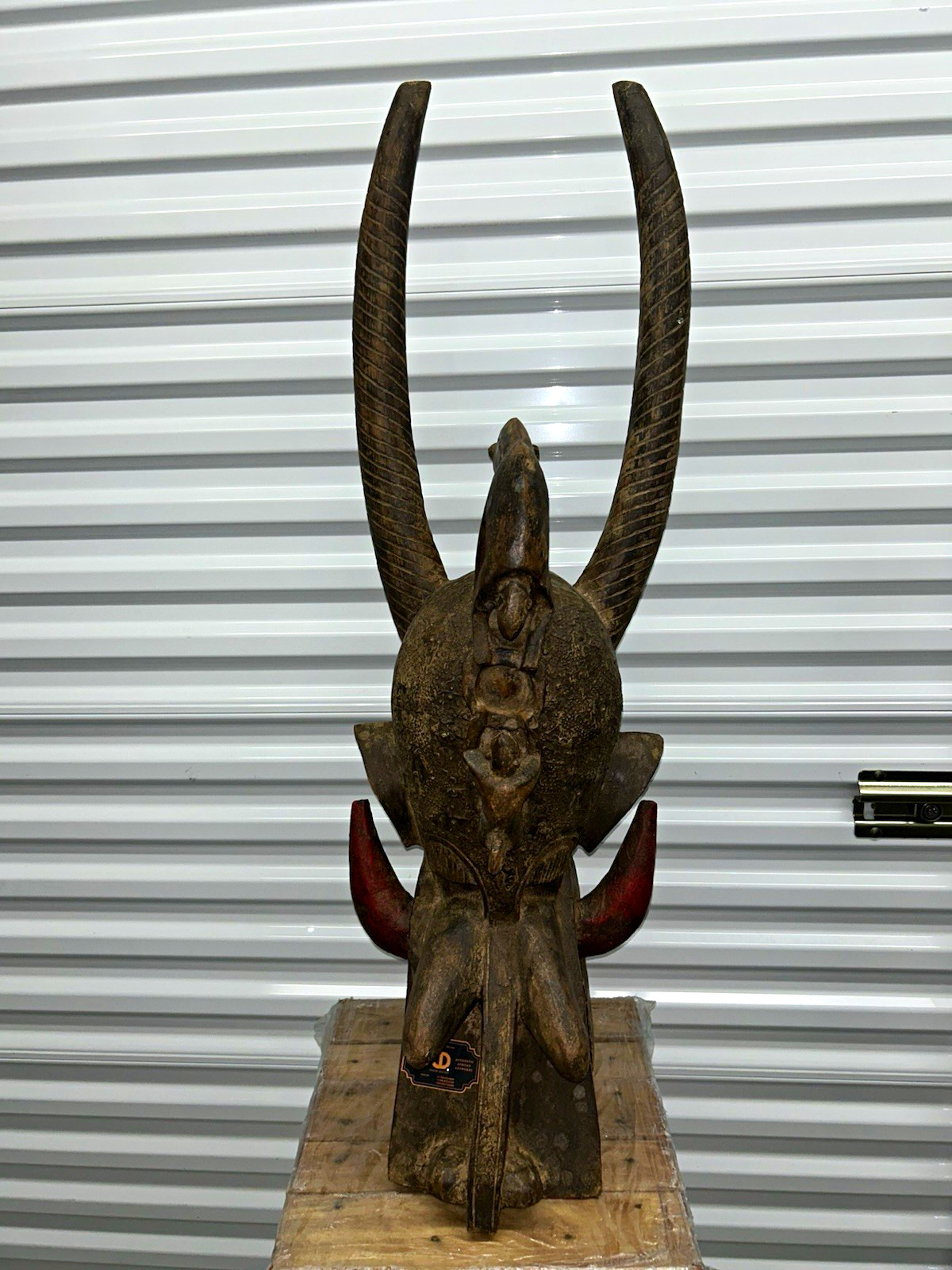 Hand Carved Wooden African Mask Ghana Senufo Style Firespitter Wanyugo Helmet