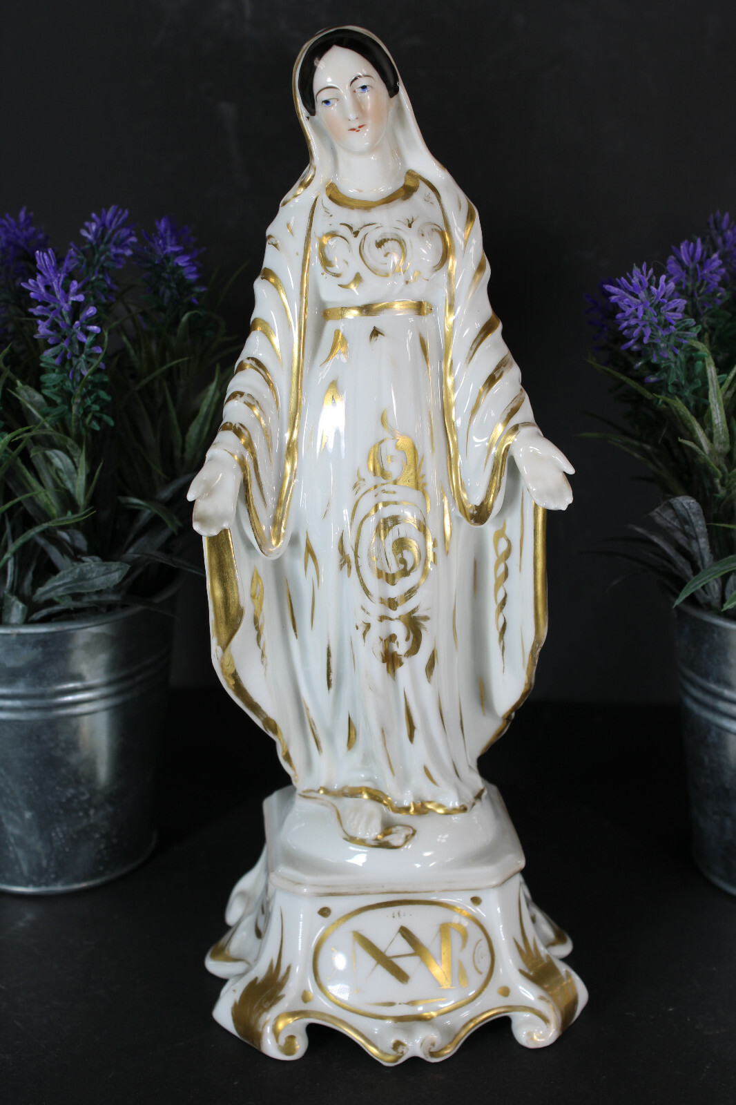 Antique vieux paris 19thc madonna mary figurine statue religious Antique vieux paris 19thc madonna mary figurine statue religious
