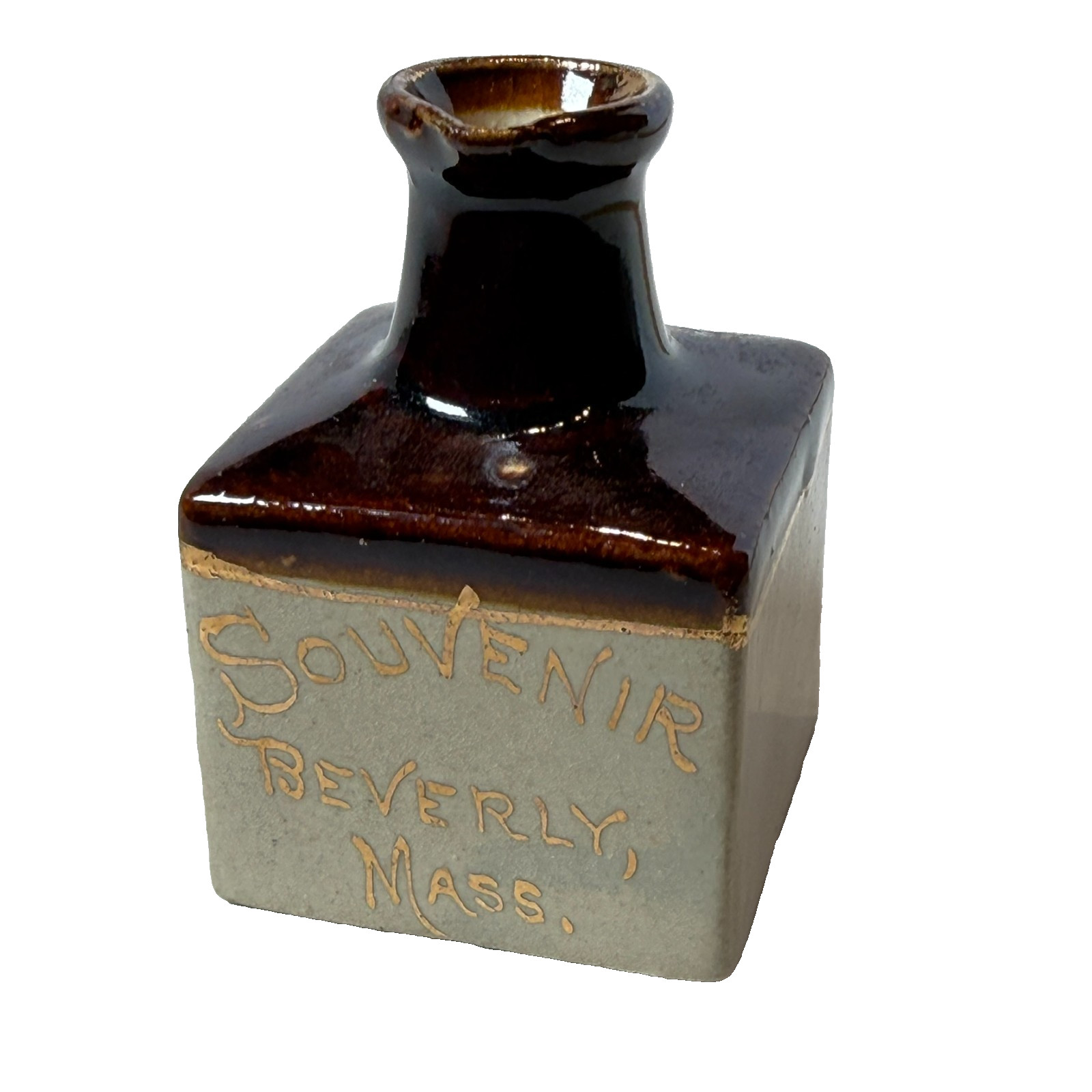BEVERLY PORT MA Massachusetts ANTIQUE SOUVENIR TRINKET STONEWARE MINI JUG BEVERLY PORT MA Massachusetts ANTIQUE SOUVENIR TRINKET STONEWARE MINI JUG