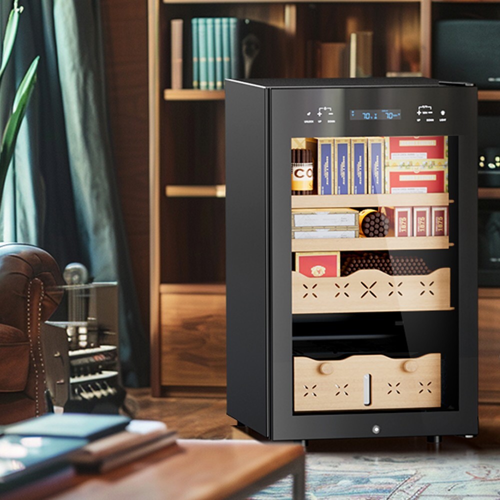 65L Large Electric Cigar Humidor 500 Counts Cigar Temperature & Humidity Control 65L Large Electric Cigar Humidor 500 Counts Cigar Temperature & Humidity Control