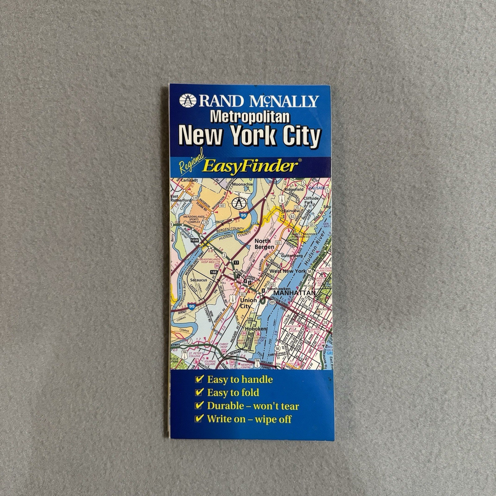 1999 Rand McNally Regional Metropolitan New York City Laminated Foldable Map