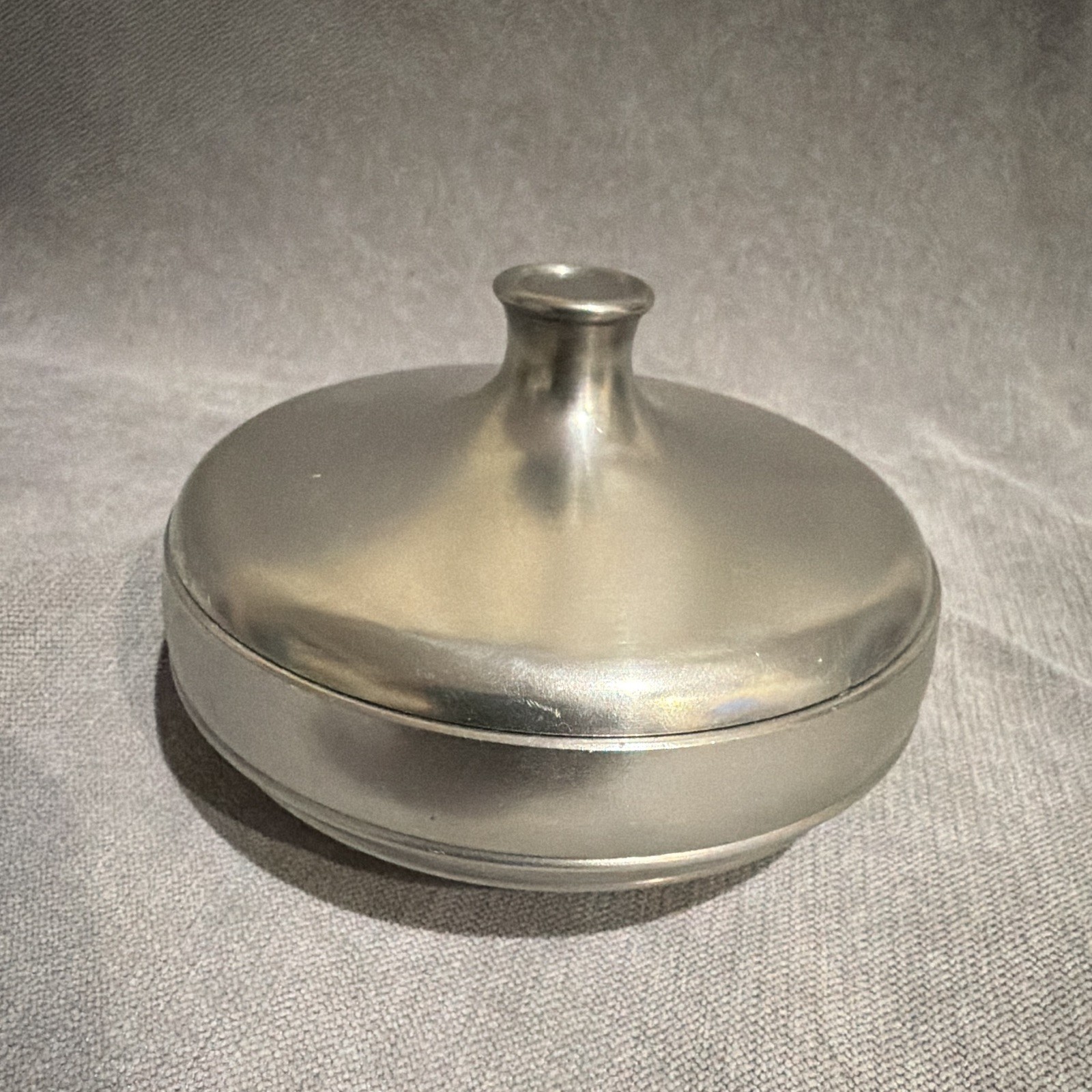 Vintage Selangor Pewter Lidded Trinket Bowl - 97% Pure Tin Mid-Century Modern