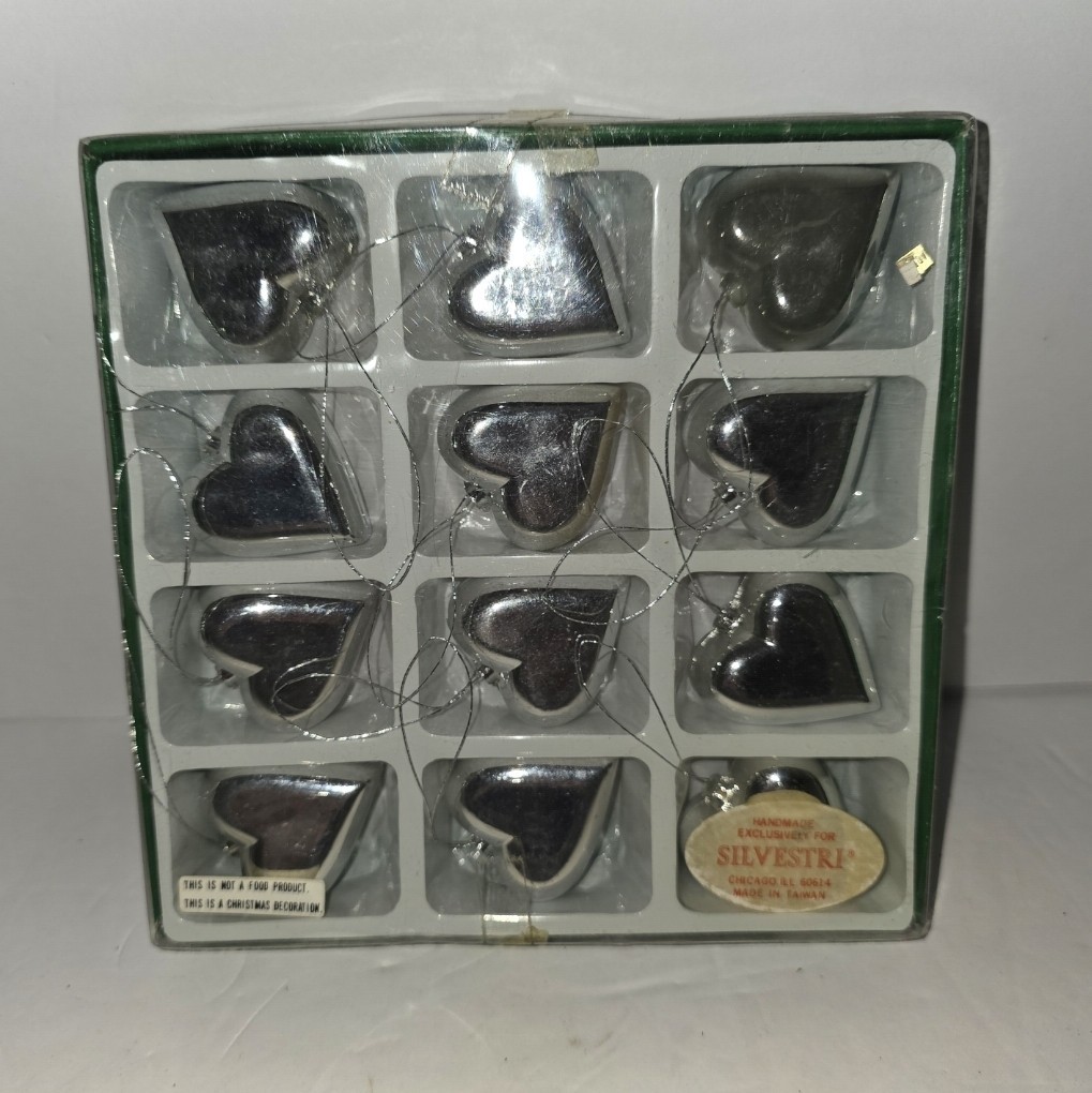 Vintage Heart Christmas Ornaments Silver Plastic Valentine Handmade Silvestri Vintage Heart Christmas Ornaments Silver Plastic Valentine Handmade Silvestri